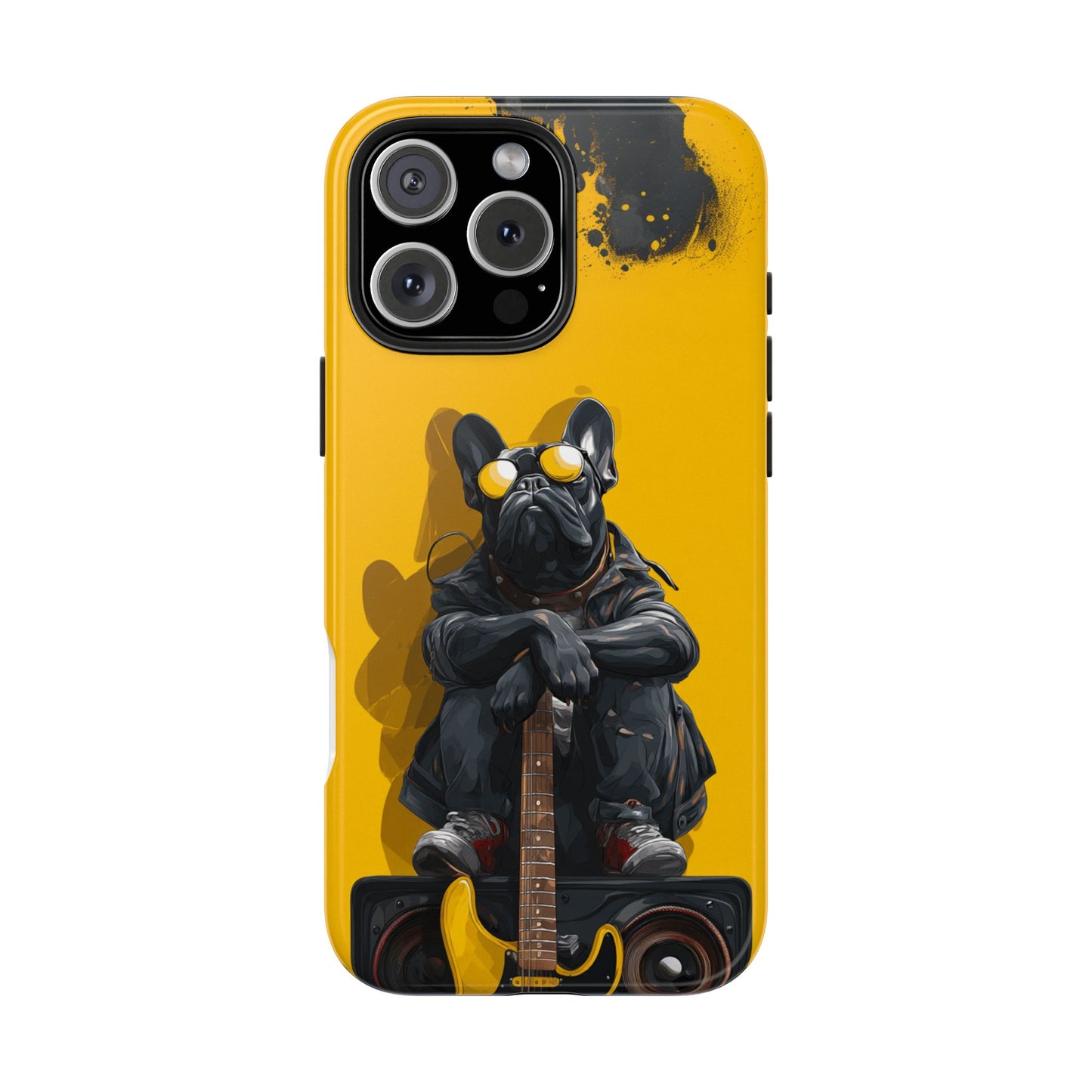 Rebellious Dog with Guitar Tough Phone Case – Wearable Art for Pet & Music Lovers