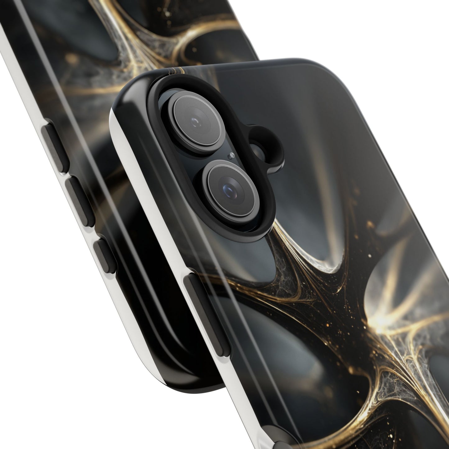 Elegant Tough Phone Case with Abstract Metallic Design