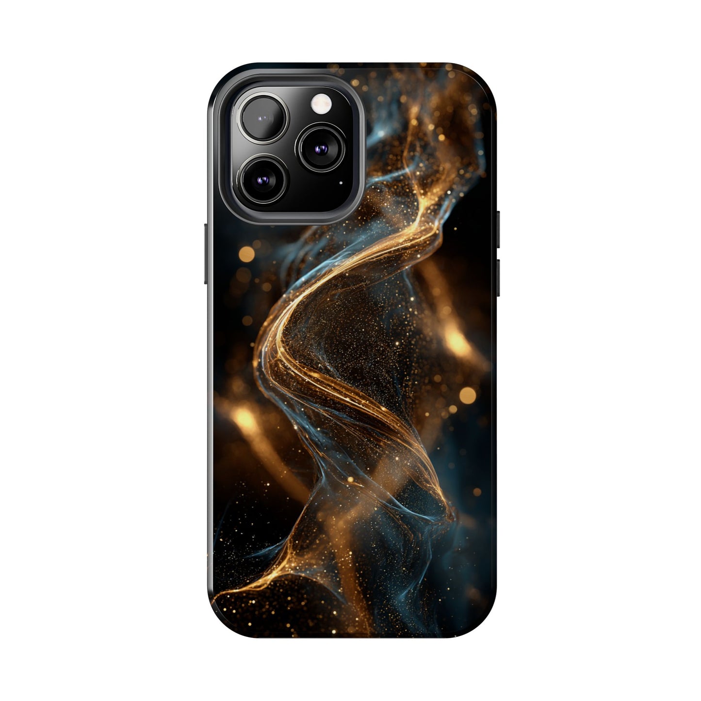 Stylish Tough Phone Case with Elegant Gold Swirl Design