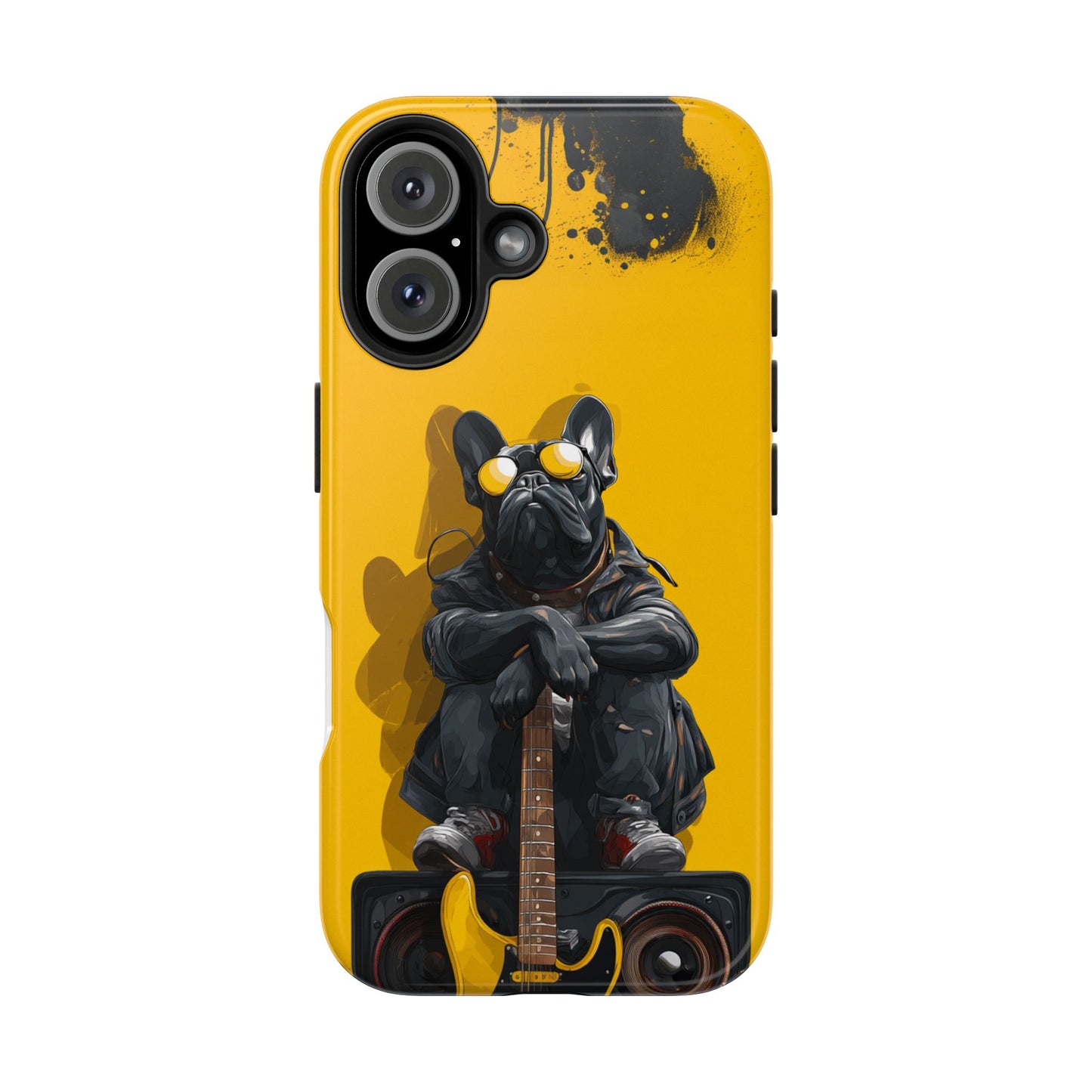 Rebellious Dog with Guitar Tough Phone Case – Wearable Art for Pet & Music Lovers