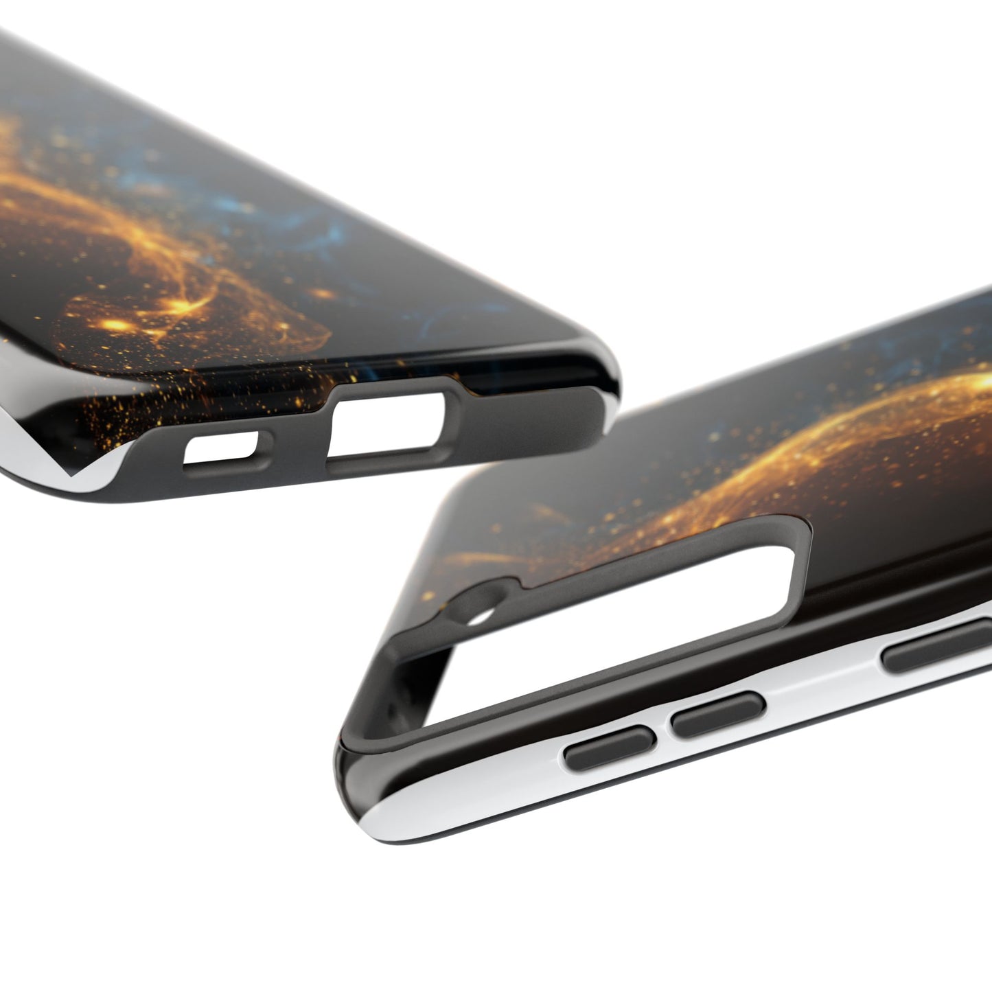 Dynamic Gold and Blue Tough Phone Case - Durable Protection with a Stunning Design