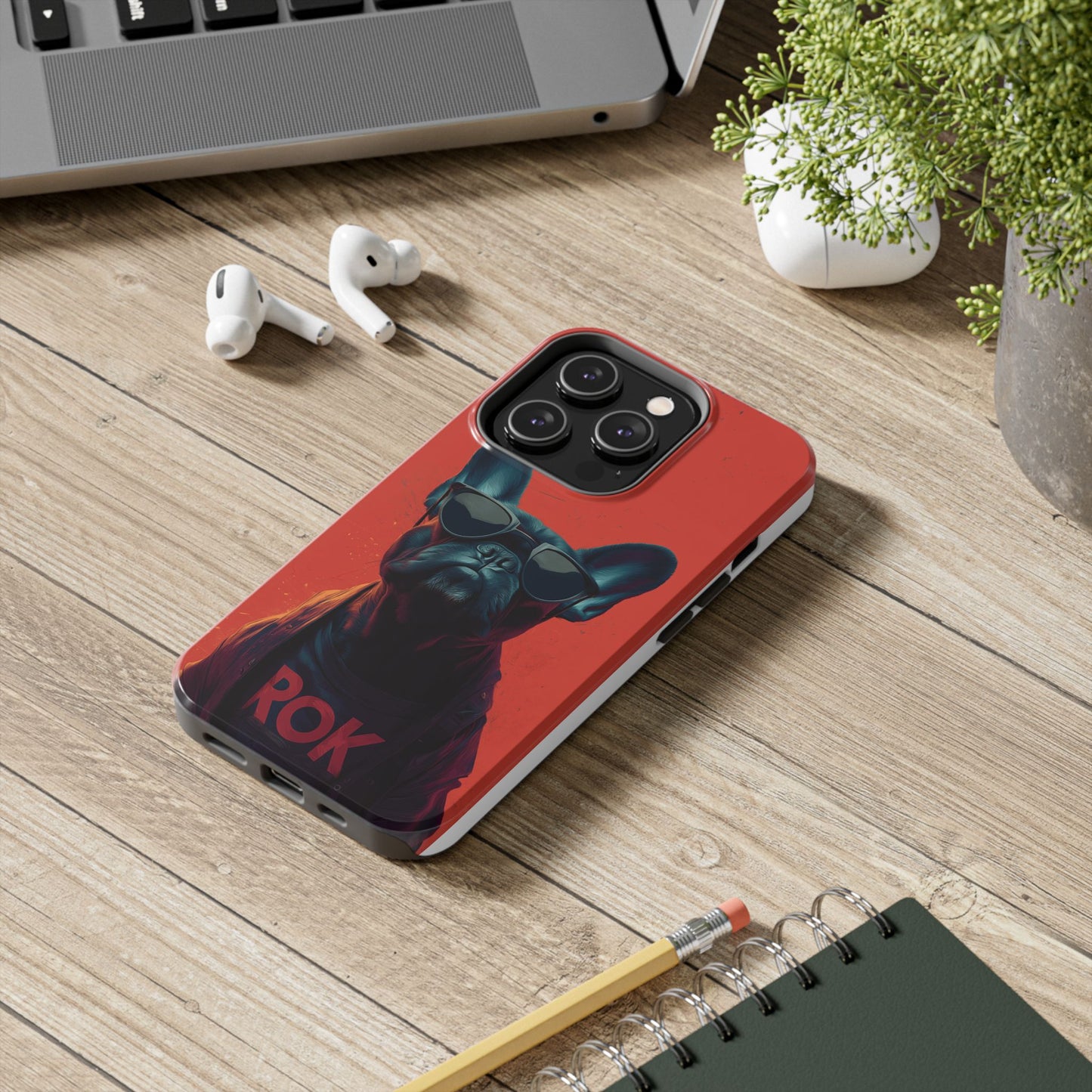 Rockin’ Dogs Tough Phone Case - Playful Guitarist & Cool Bulldog for Pet Lovers