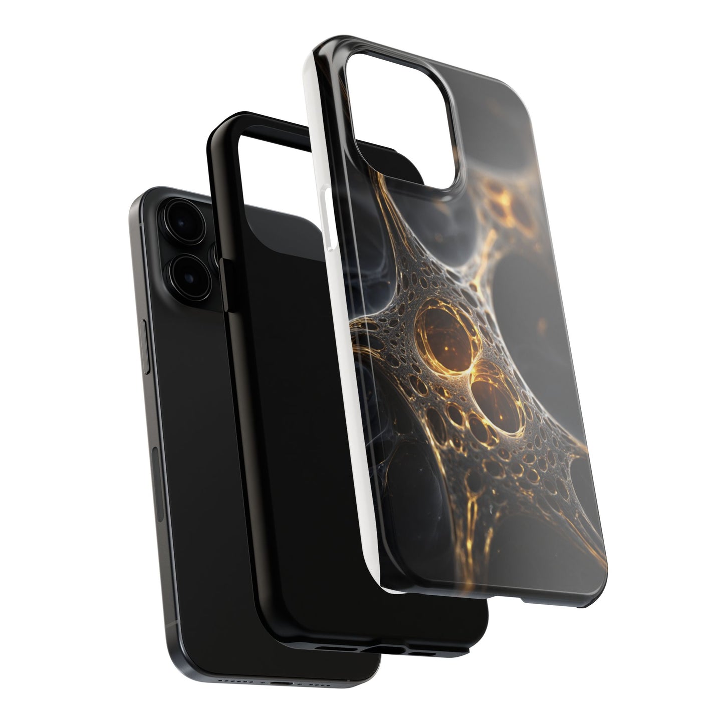Luxurious Abstract Tough Phone Case - Gold and Black Design