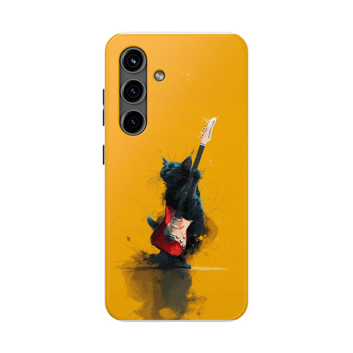 Black Cat Playing Red Guitar Tough Phone Case