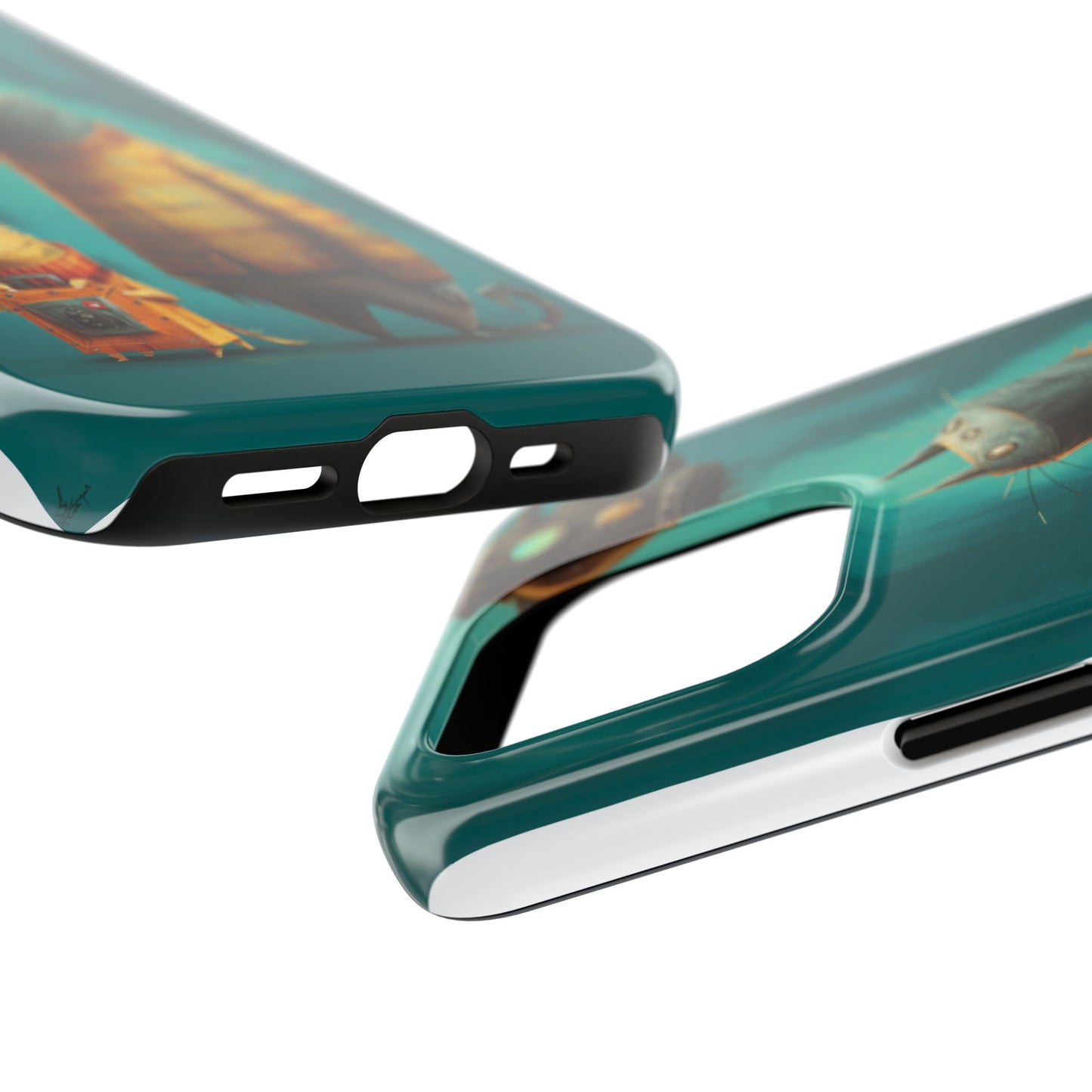 Whimsical Cat Adventure Tough Phone Case - Unique Design for Animal Lovers