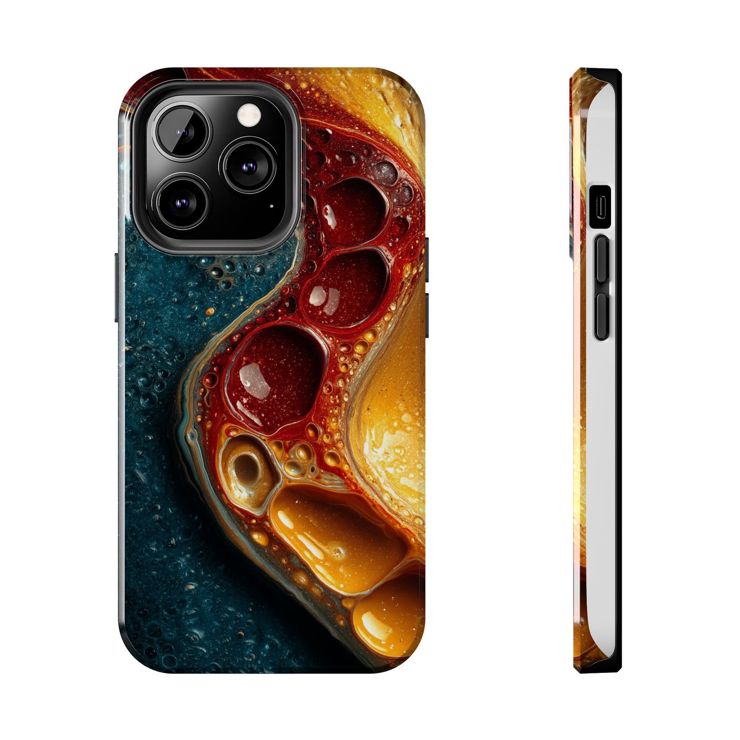 Artistic Tough Phone Case - Vibrant Fluid Design