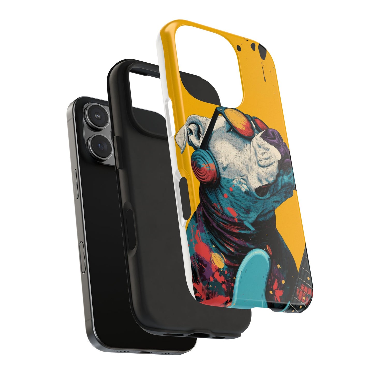 French Bulldog with Orange Sunglasses and Headphones Tough Phone Case