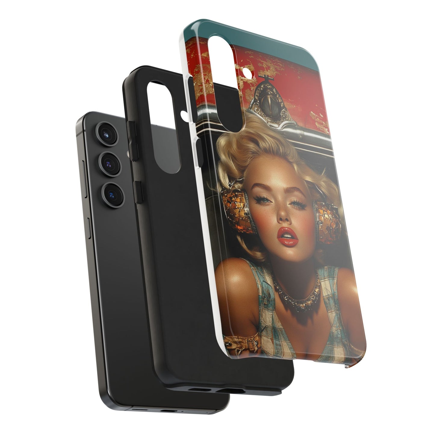 Retro Glam Tough Phone Case - Stylish Protection for Music Lovers