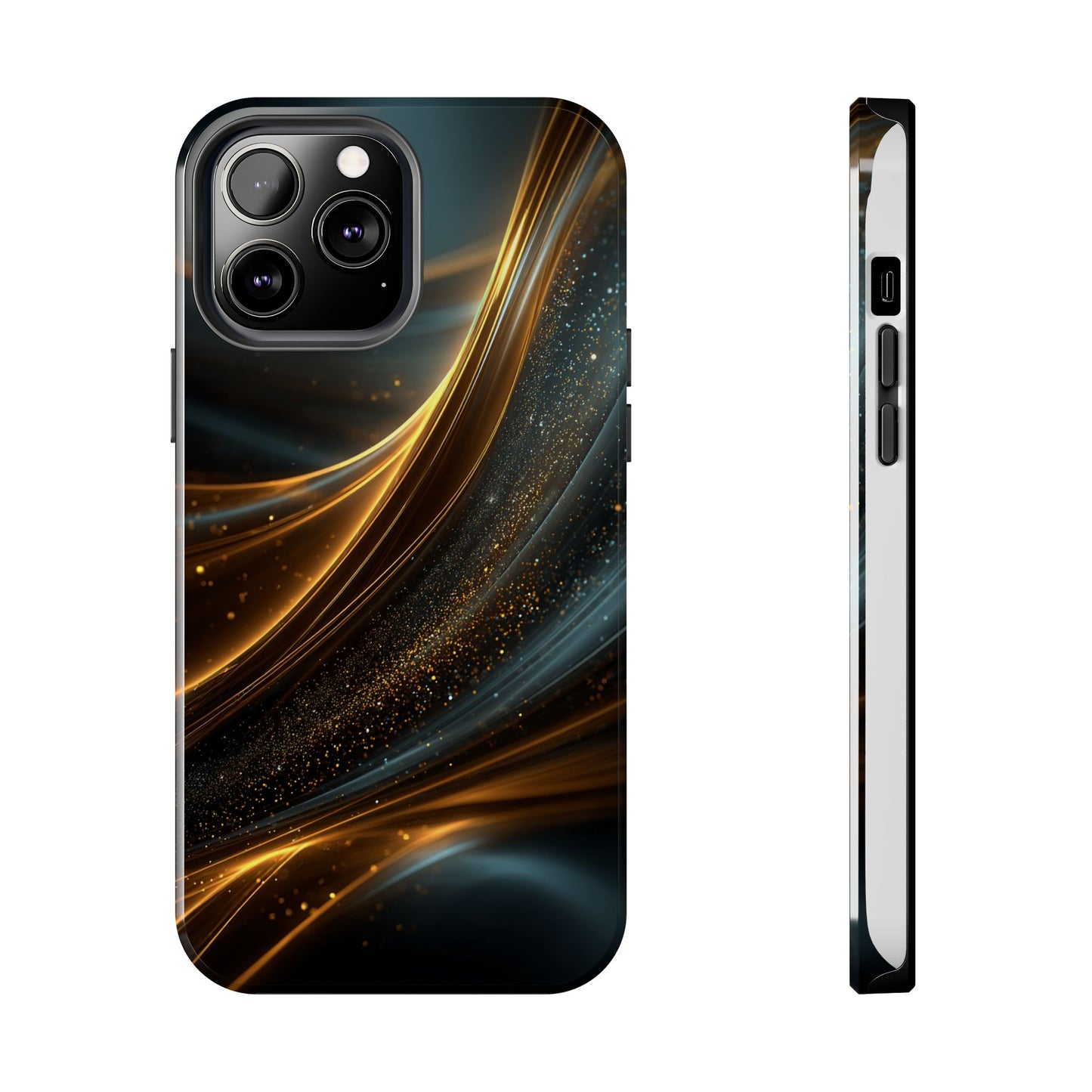 Elegant Tough Phone Case with Glittering Waves Design