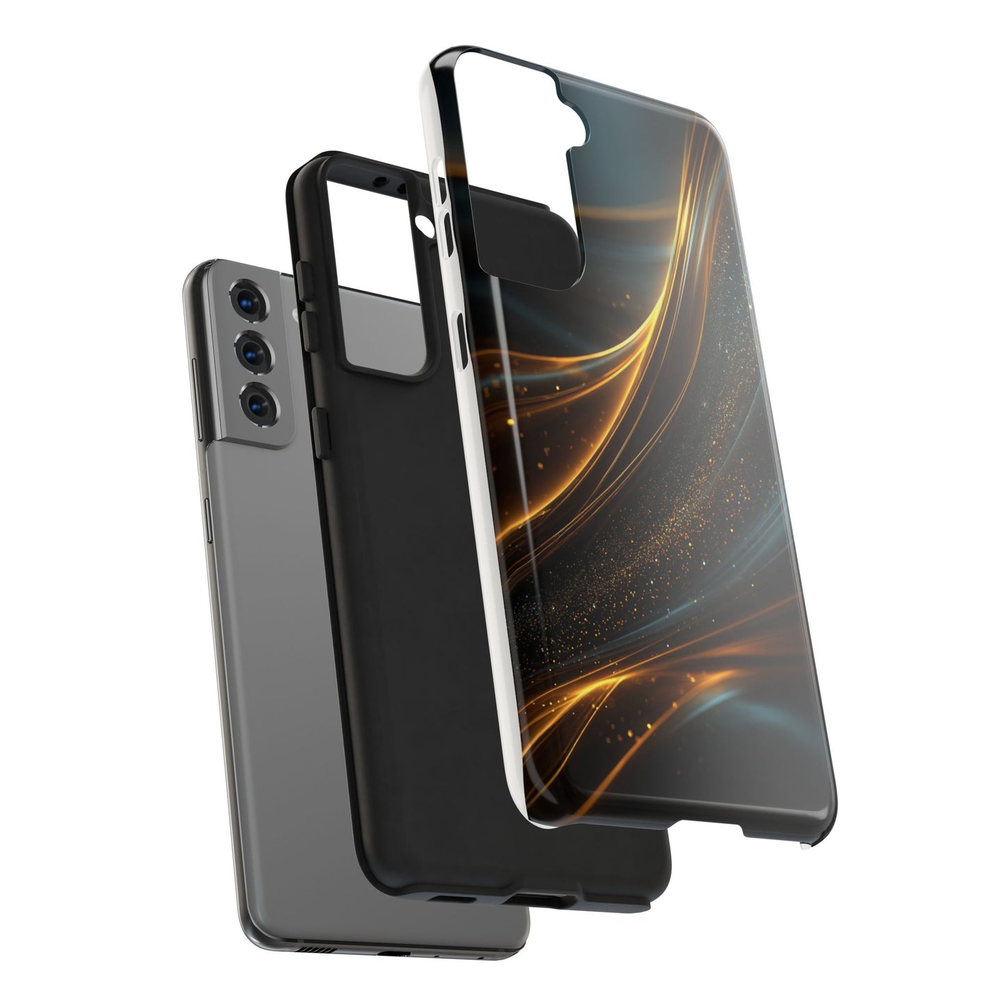 Elegant Tough Phone Case with Glittering Waves Design