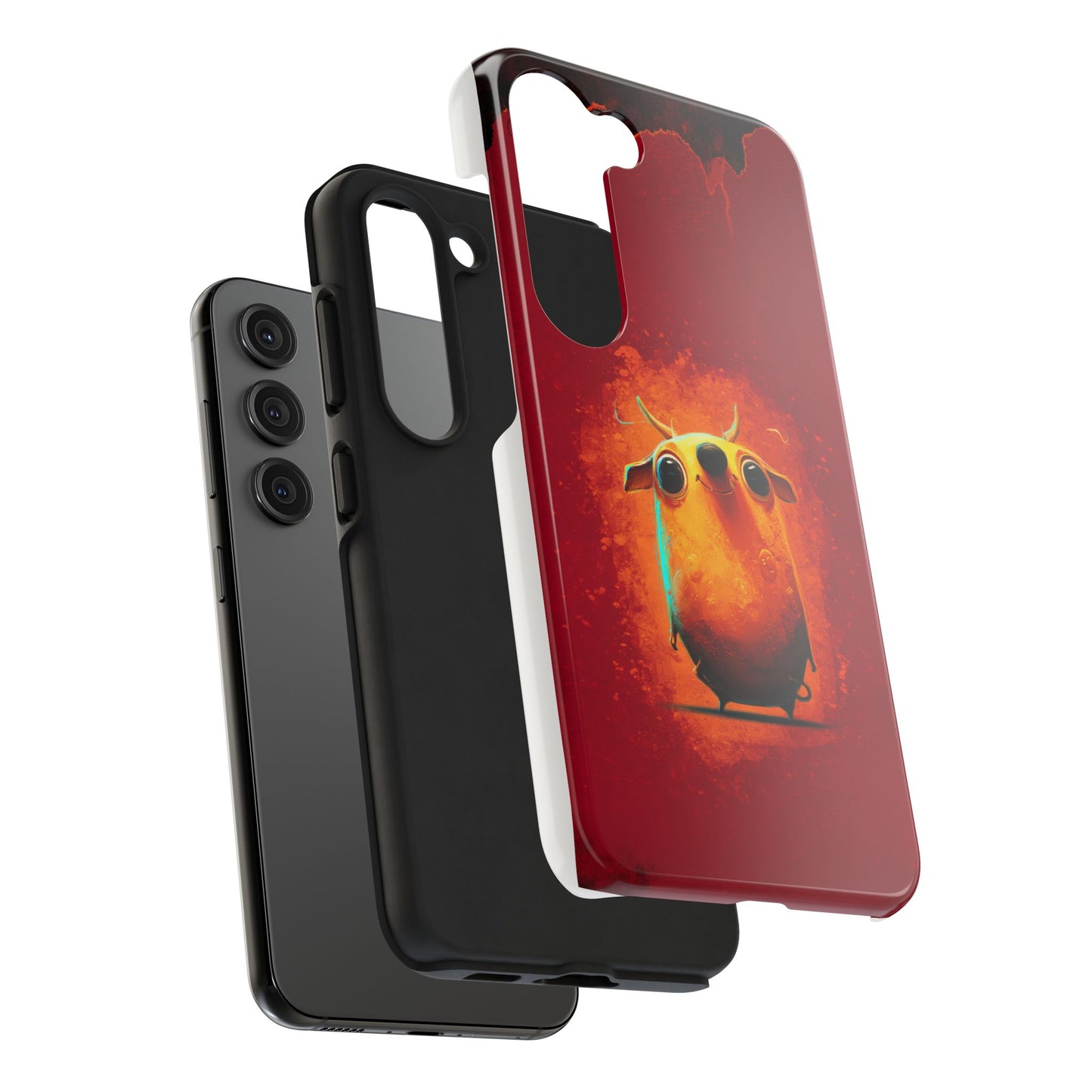Whimsical Tough Phone Case - Cute Orange Monster Design