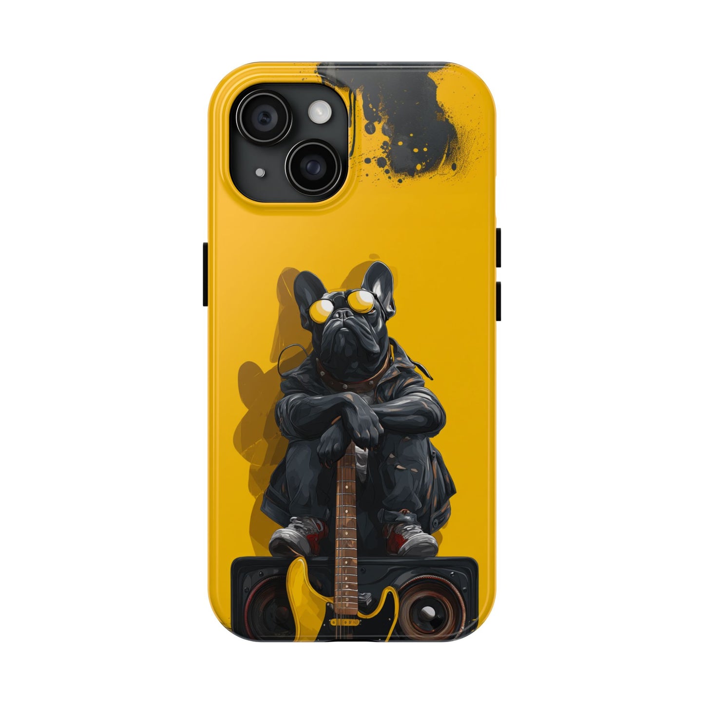 Rebellious Dog with Guitar Tough Phone Case – Wearable Art for Pet & Music Lovers