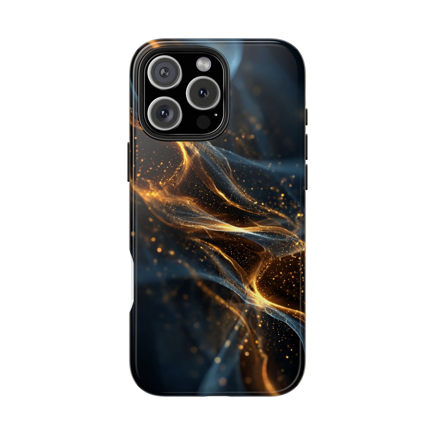 Stylish Tough Phone Case with Golden Swirl Design