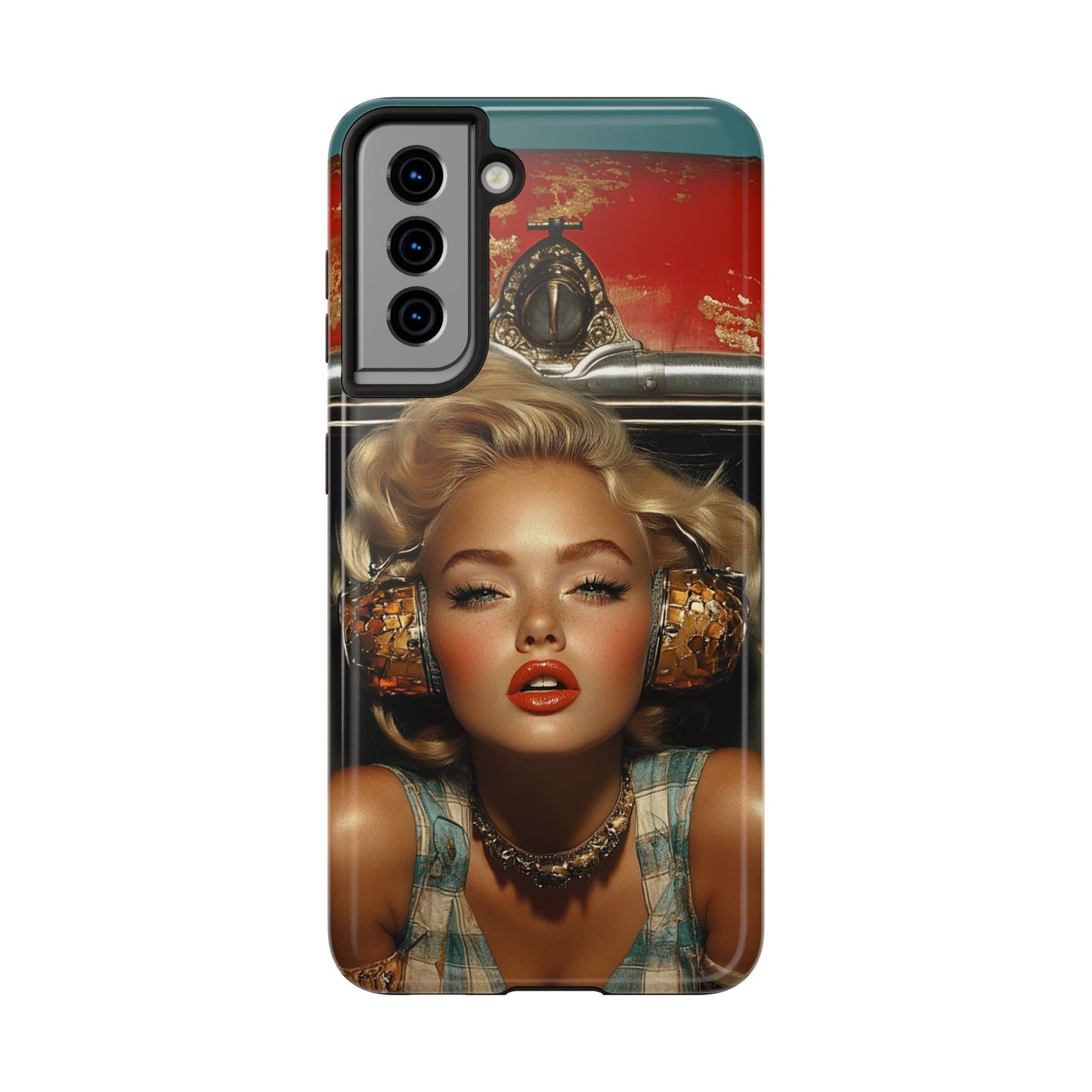 Retro Glam Tough Phone Case - Stylish Protection for Music Lovers