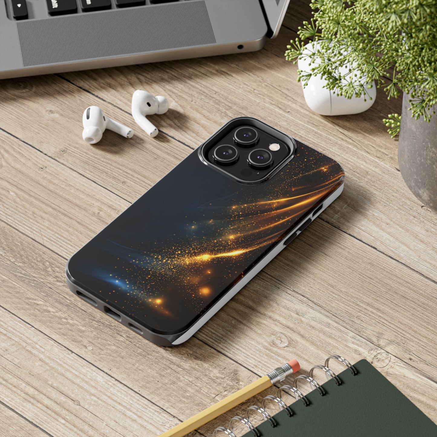 Galaxy Glitter Tough Phone Case - Shockproof Protection for iPhone