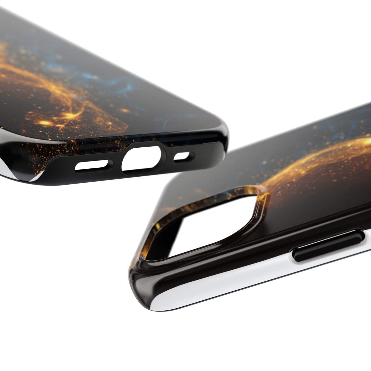 Dynamic Gold and Blue Tough Phone Case - Durable Protection with a Stunning Design