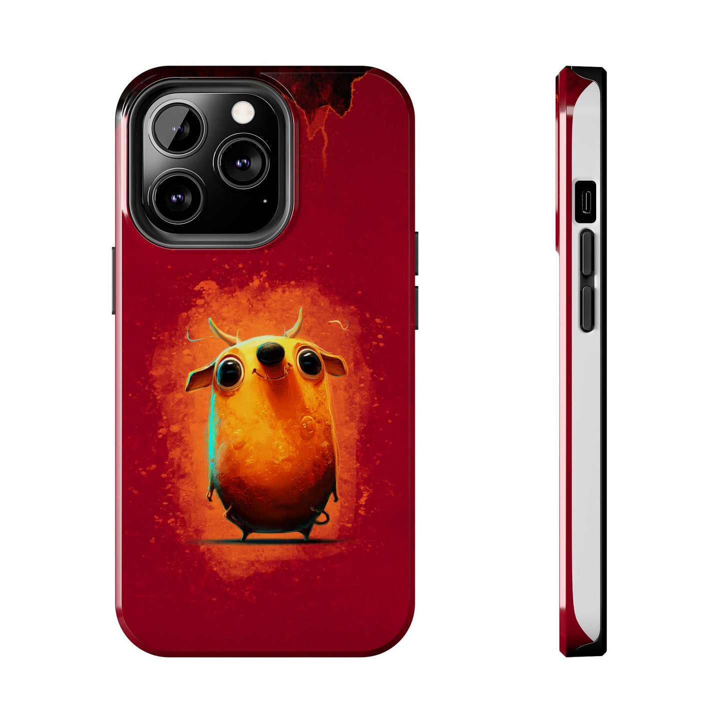 Whimsical Tough Phone Case - Cute Orange Monster Design