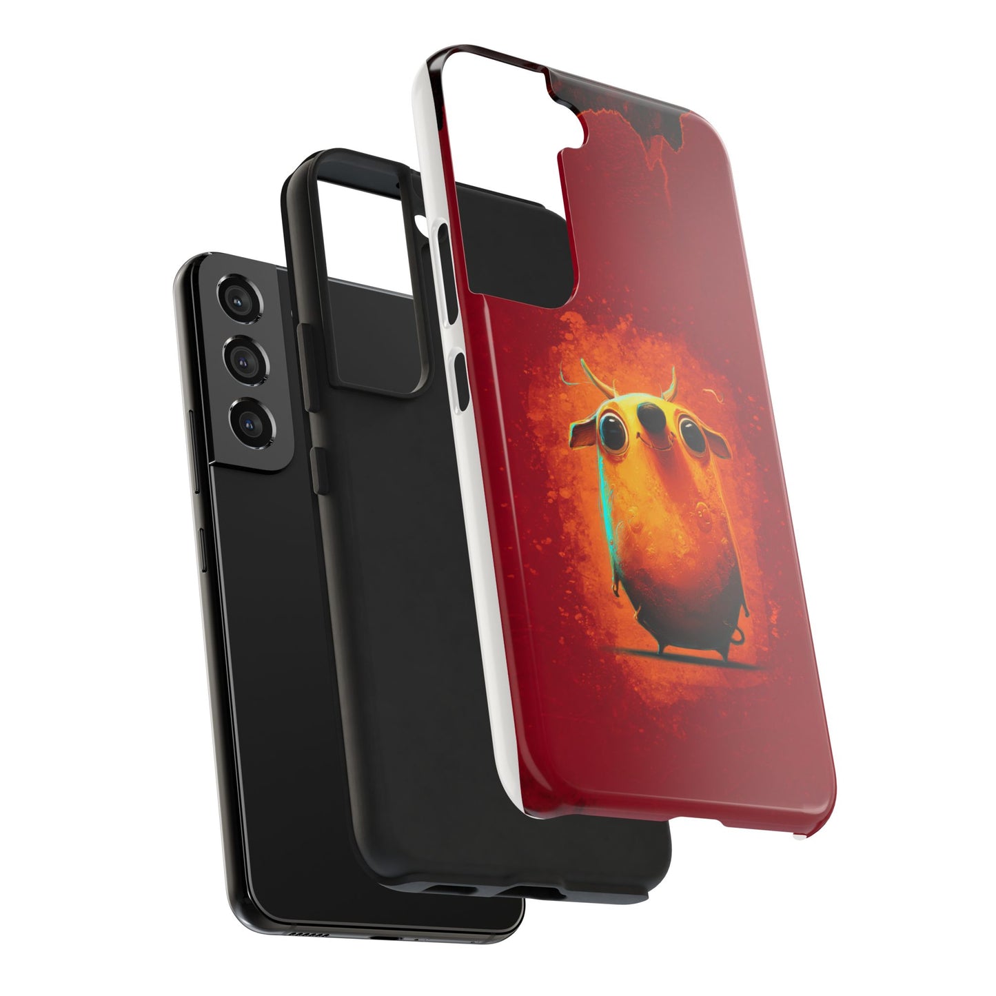 Whimsical Tough Phone Case - Cute Orange Monster Design