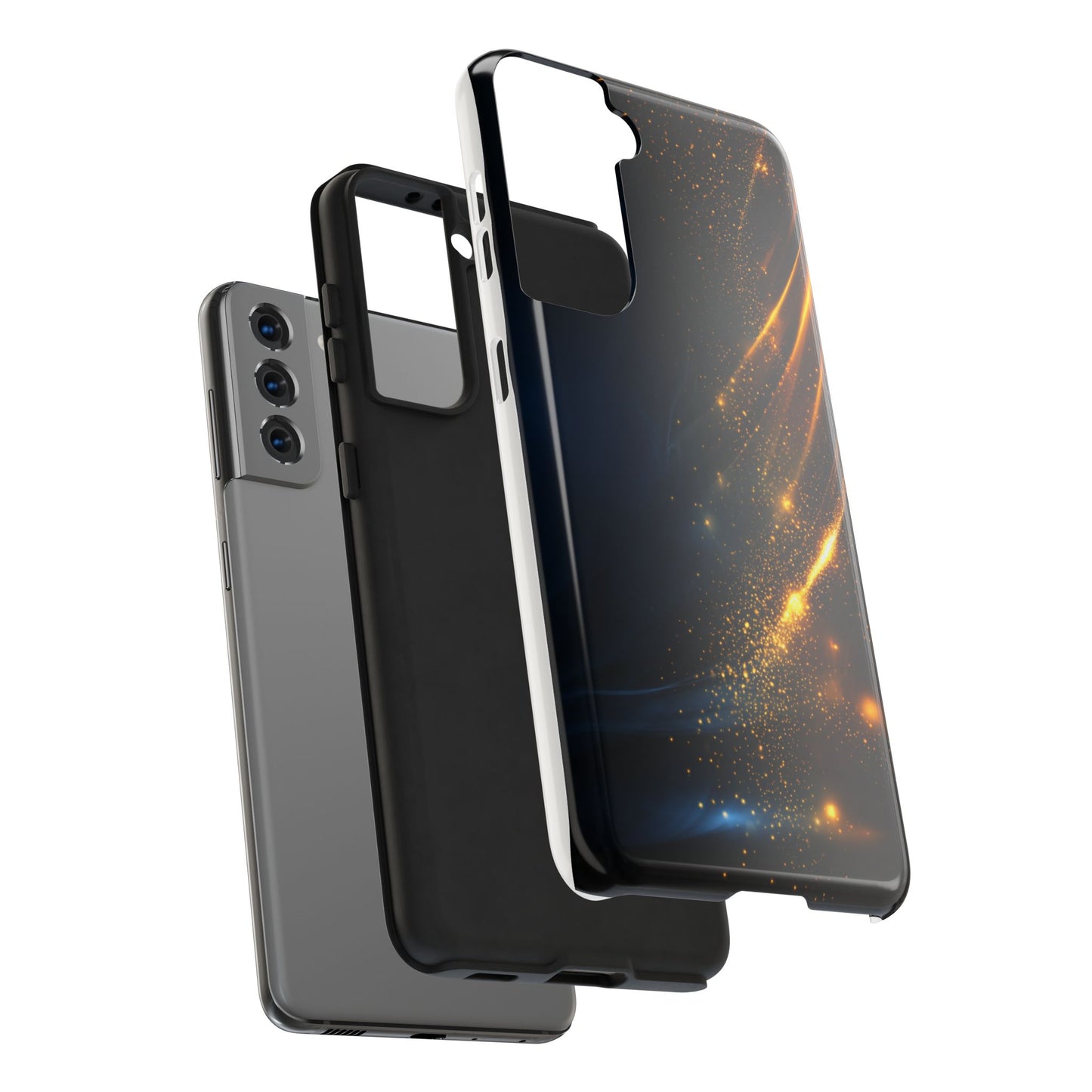 Galaxy Glitter Tough Phone Case - Shockproof Protection for iPhone