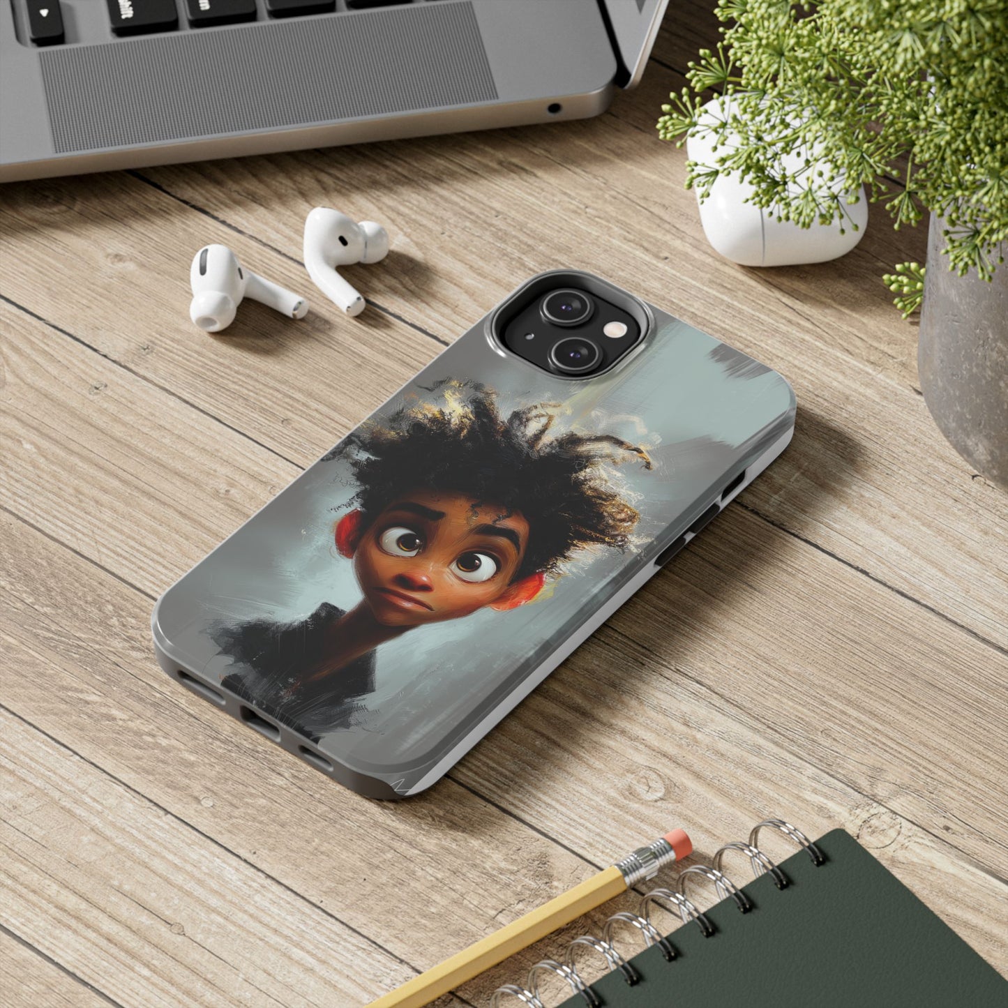 Artistic Tough Phone Case - Unique Design with Character - Great Gift Idea