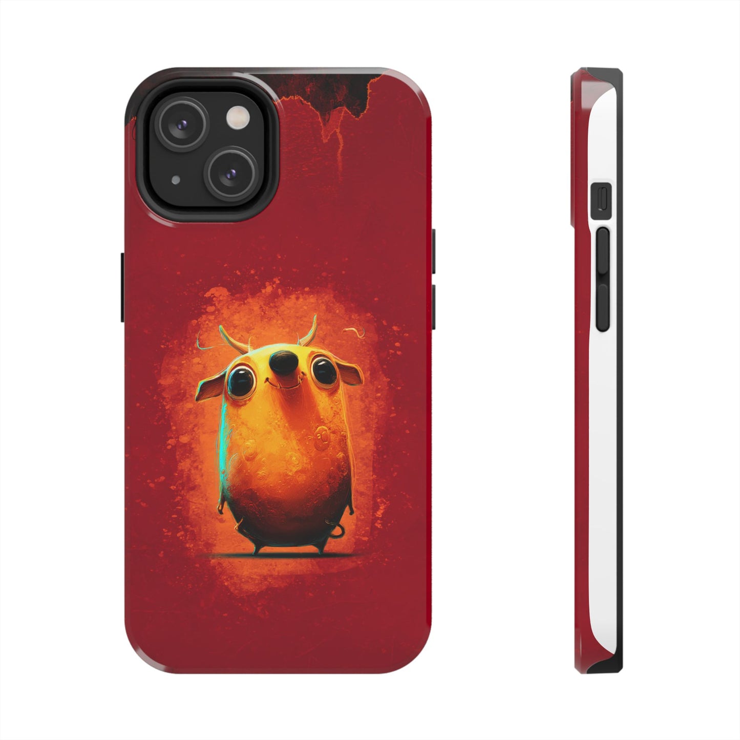 Whimsical Tough Phone Case - Cute Orange Monster Design