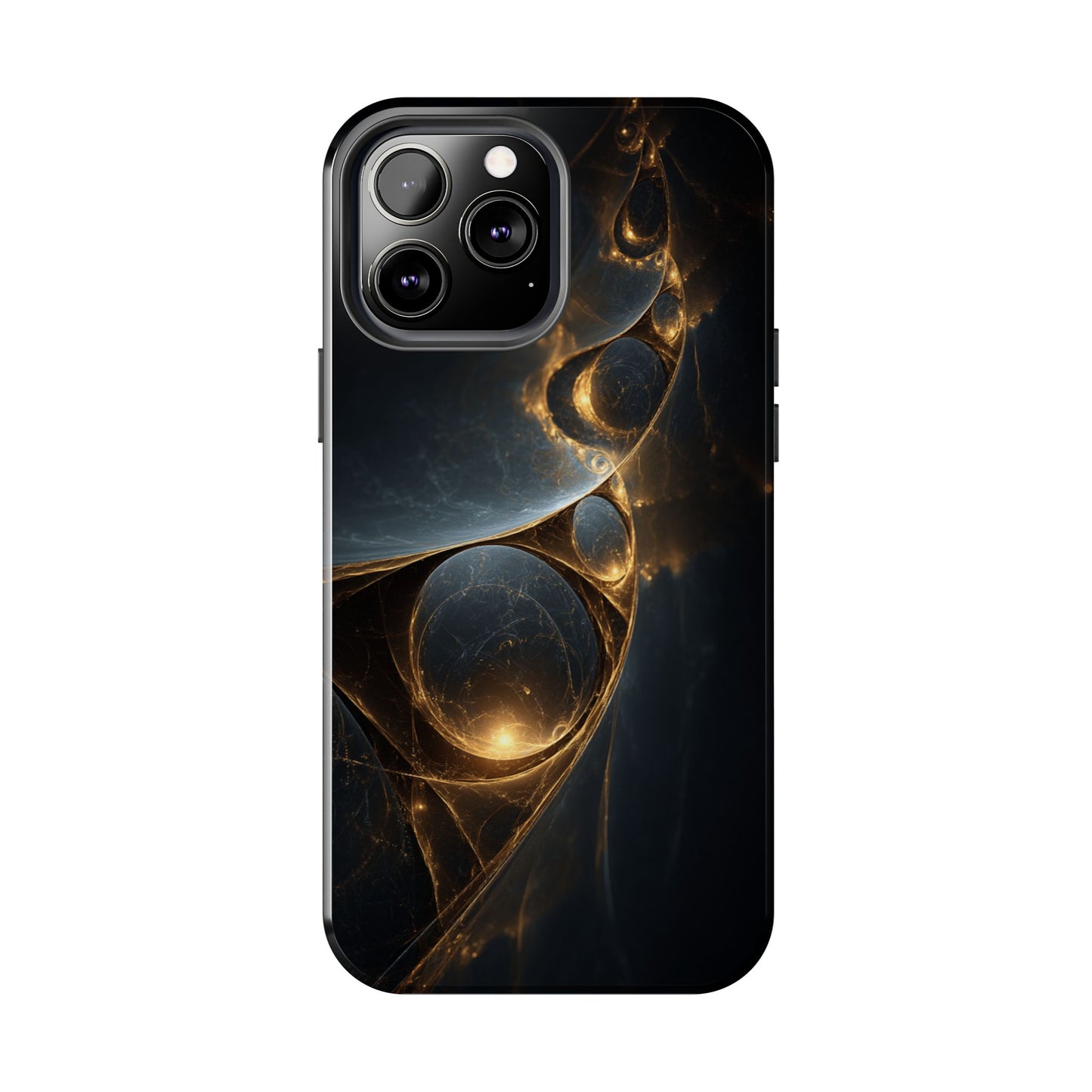 Stylish Tough Phone Case with Elegant Golden Swirls