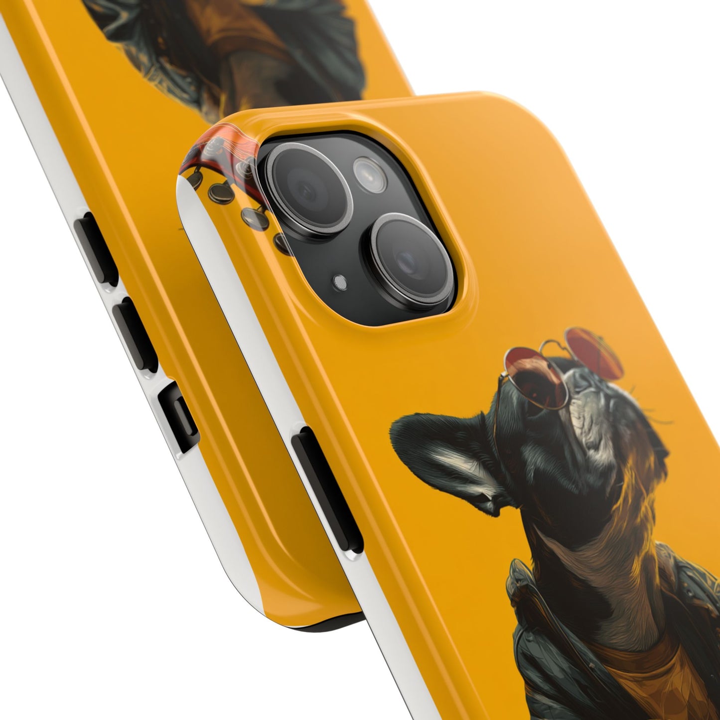 French Bulldog with Red Sunglasses Playing Red Guitar Tough Phone Case