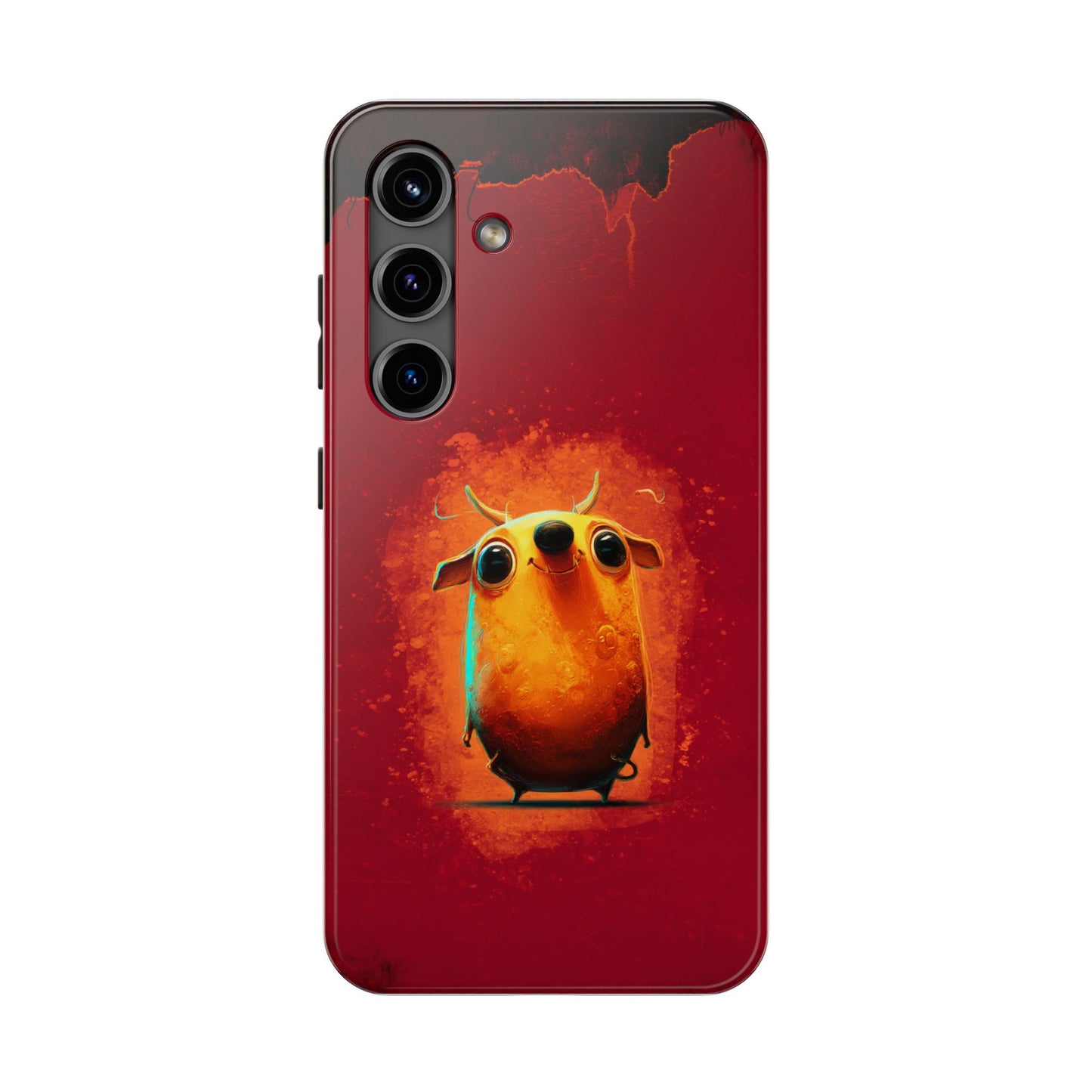 Whimsical Tough Phone Case - Cute Orange Monster Design