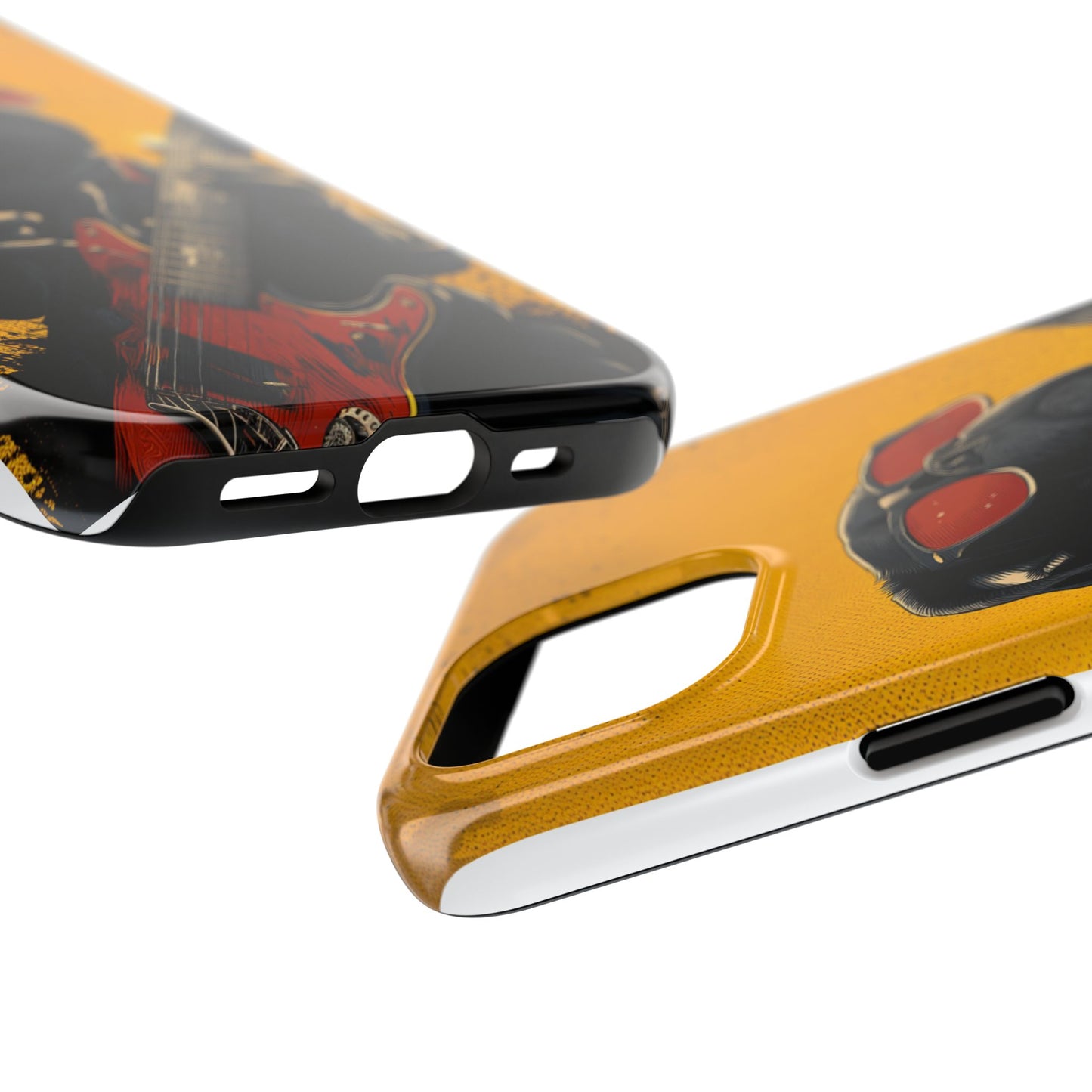 French Bulldog with Red Sunglasses Playing Red Guitar Tough Phone Case