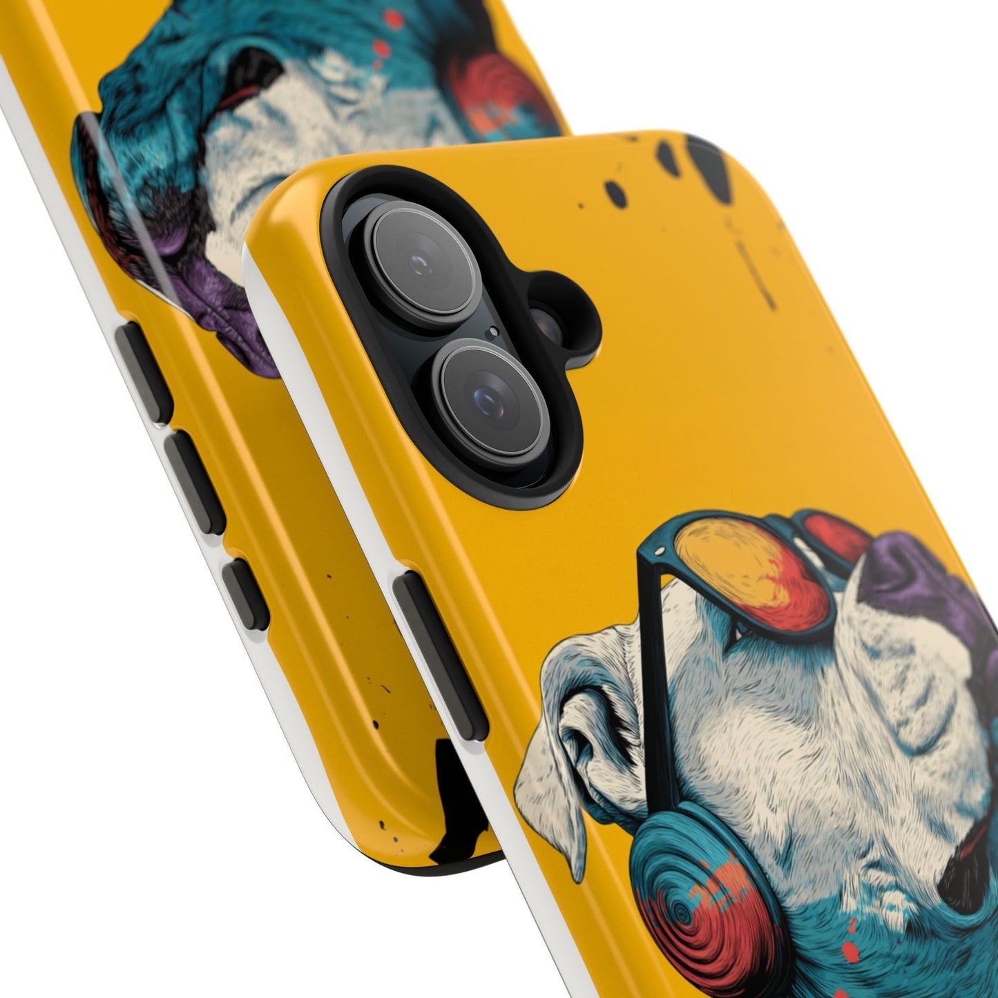 French Bulldog with Orange Sunglasses and Headphones Tough Phone Case