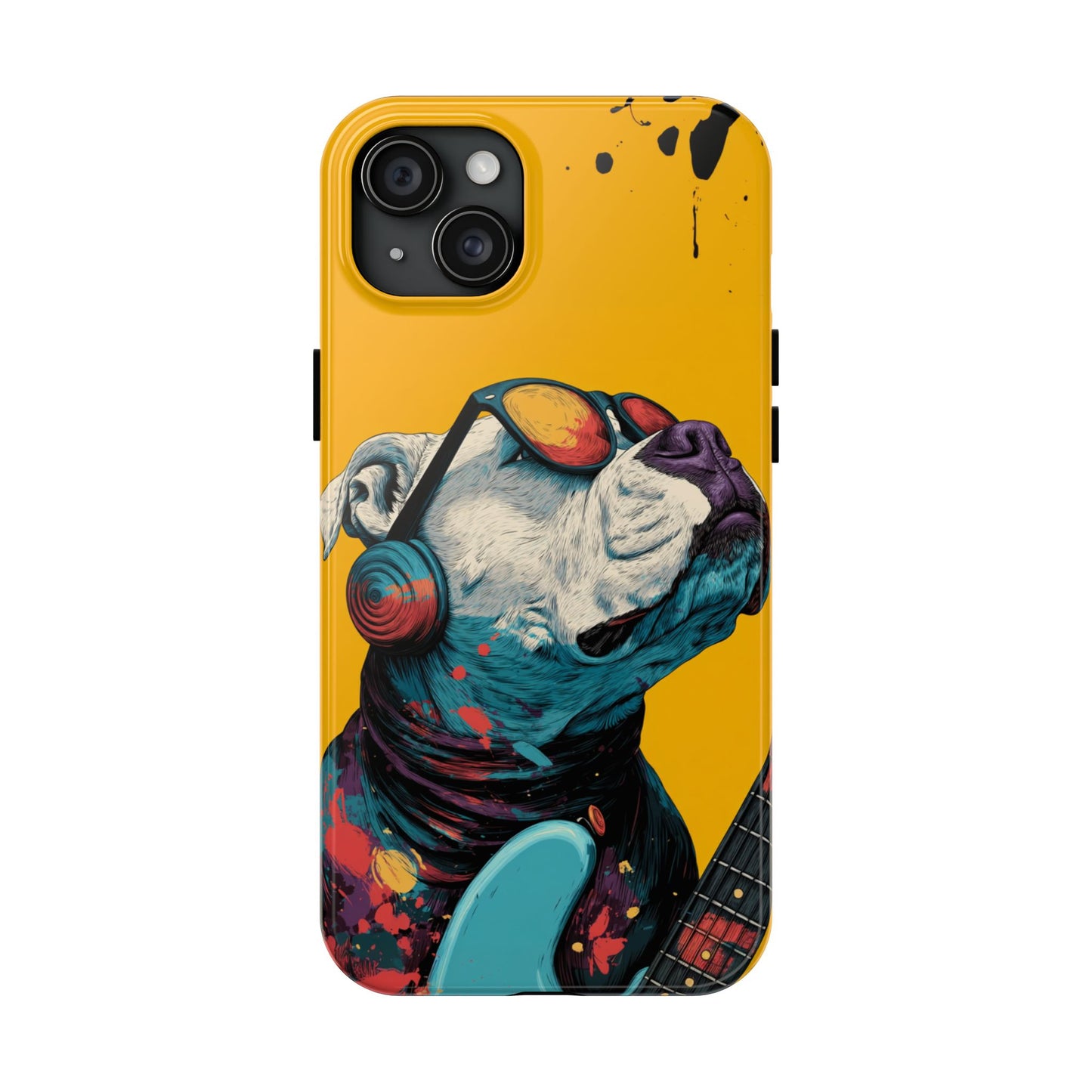 French Bulldog with Orange Sunglasses and Headphones Tough Phone Case