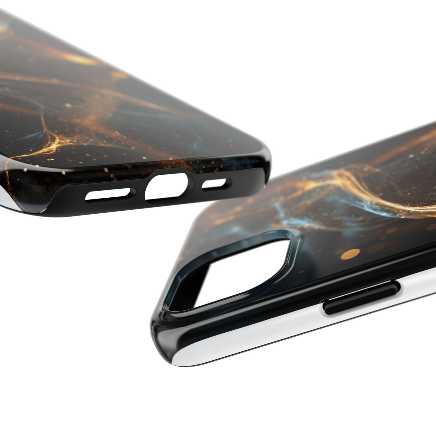Stylish Tough Phone Case with Elegant Gold Swirl Design