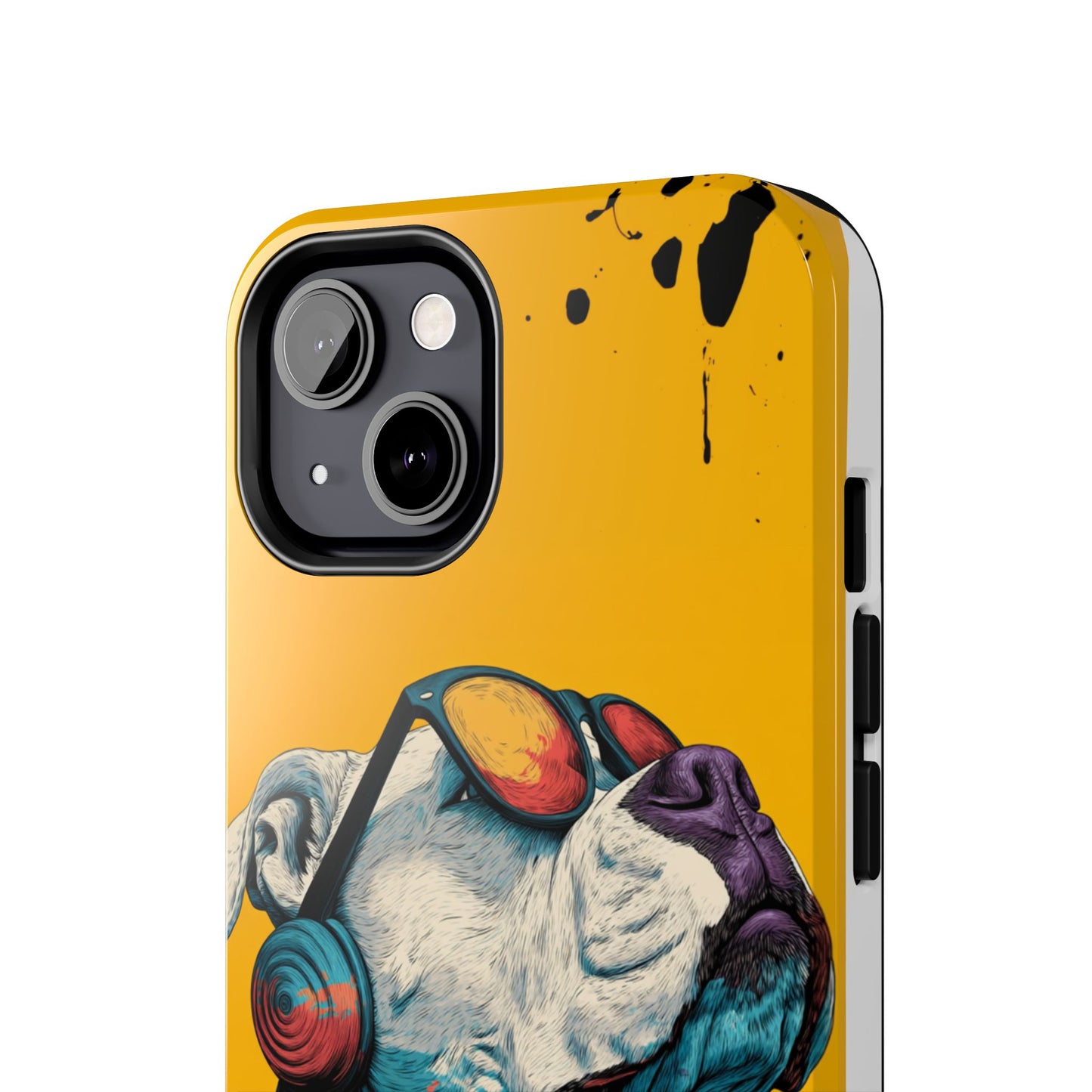 French Bulldog with Orange Sunglasses and Headphones Tough Phone Case