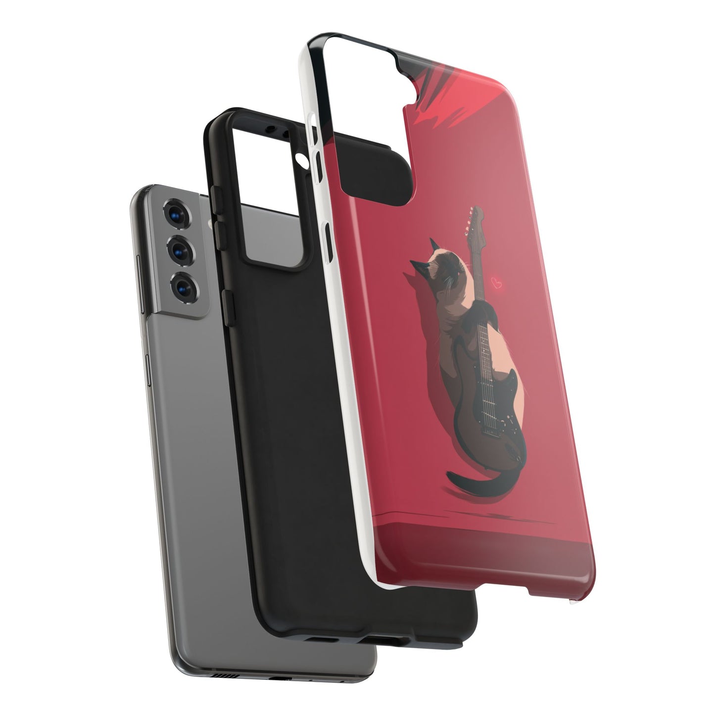 Charming Cat with Guitar Tough Phone Case – Wearable Art for Cat & Music Lovers