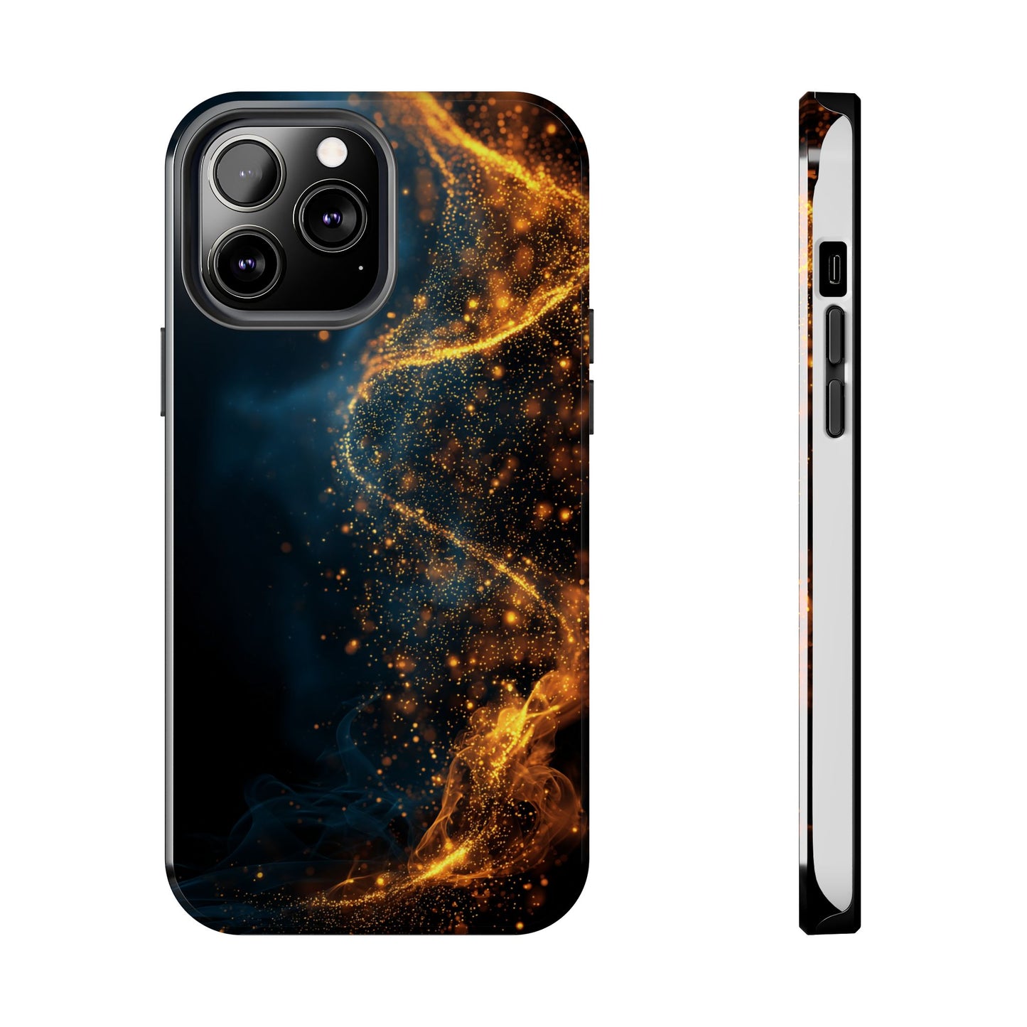 Sleek Tough Phone Cases with Abstract Gold and Blue Design