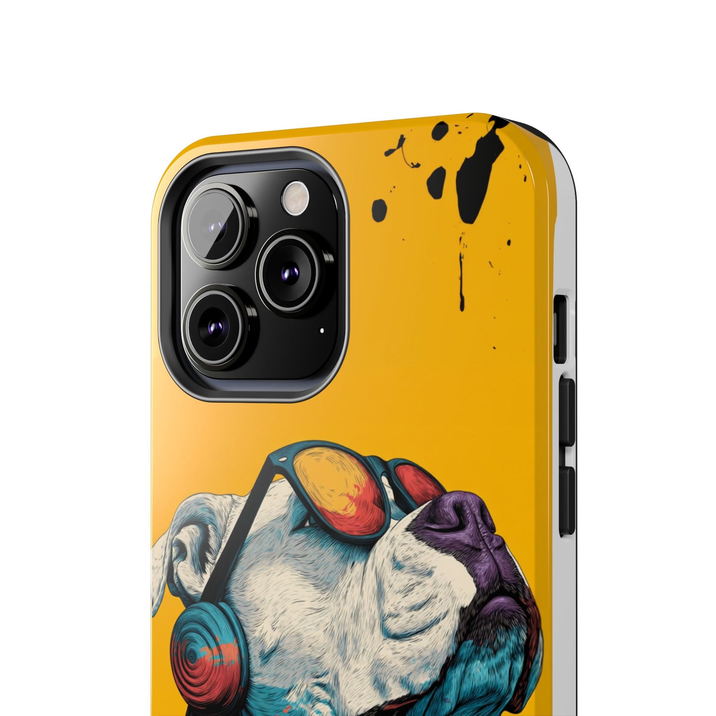 French Bulldog with Orange Sunglasses and Headphones Tough Phone Case