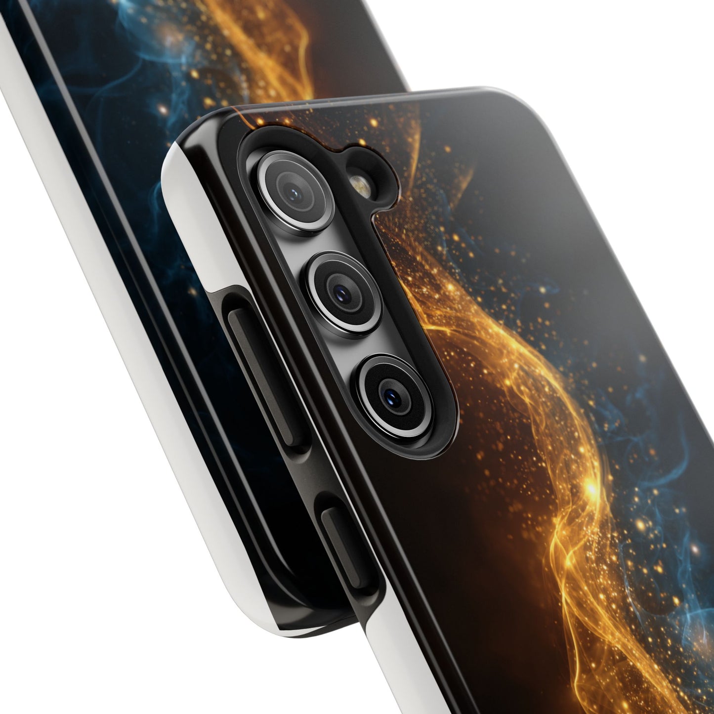 Dynamic Gold and Blue Tough Phone Case - Durable Protection with a Stunning Design