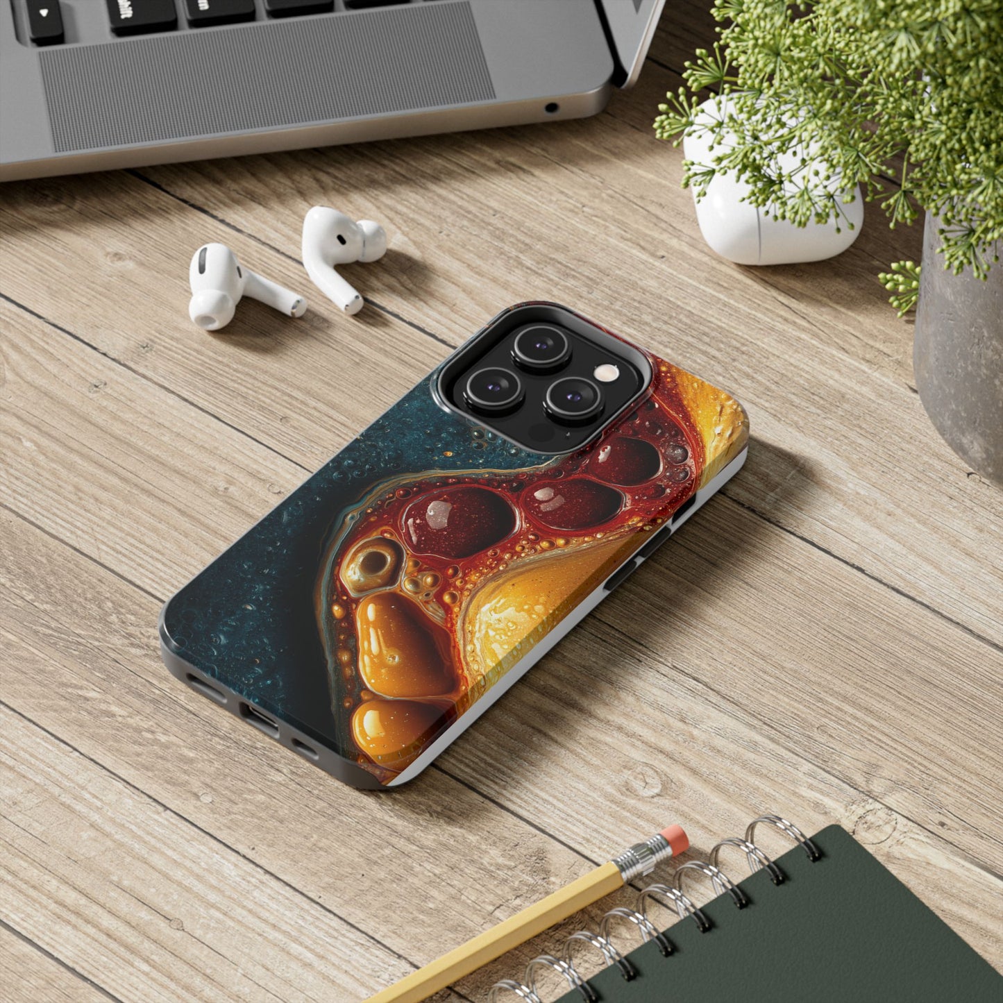 Artistic Tough Phone Case - Vibrant Fluid Design