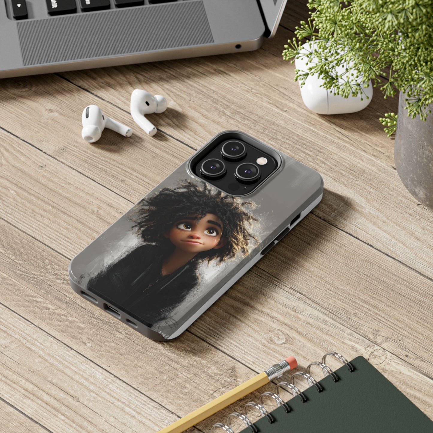 Artistic Tough Phone Case - Unique Character Design for Creative Souls