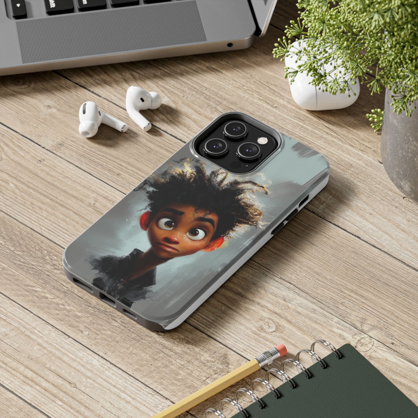 Artistic Tough Phone Case - Unique Design with Character - Great Gift Idea