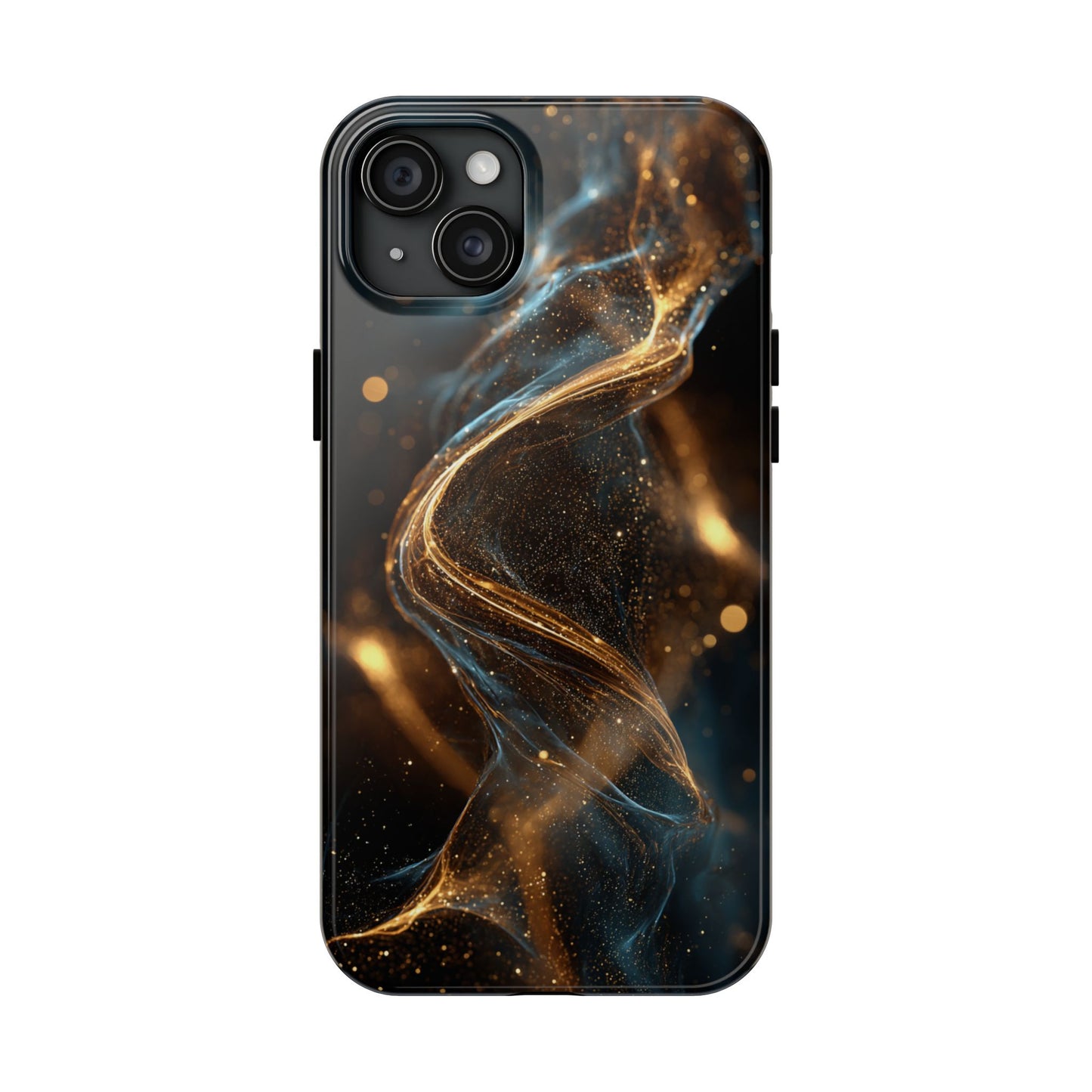 Stylish Tough Phone Case with Elegant Gold Swirl Design
