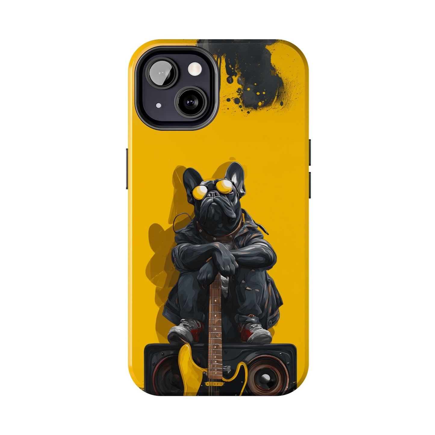 Rebellious Dog with Guitar Tough Phone Case – Wearable Art for Pet & Music Lovers