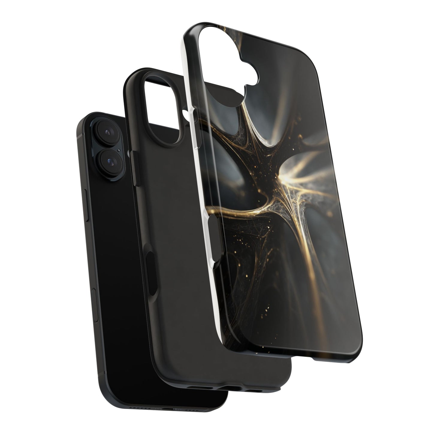 Elegant Tough Phone Case with Abstract Metallic Design