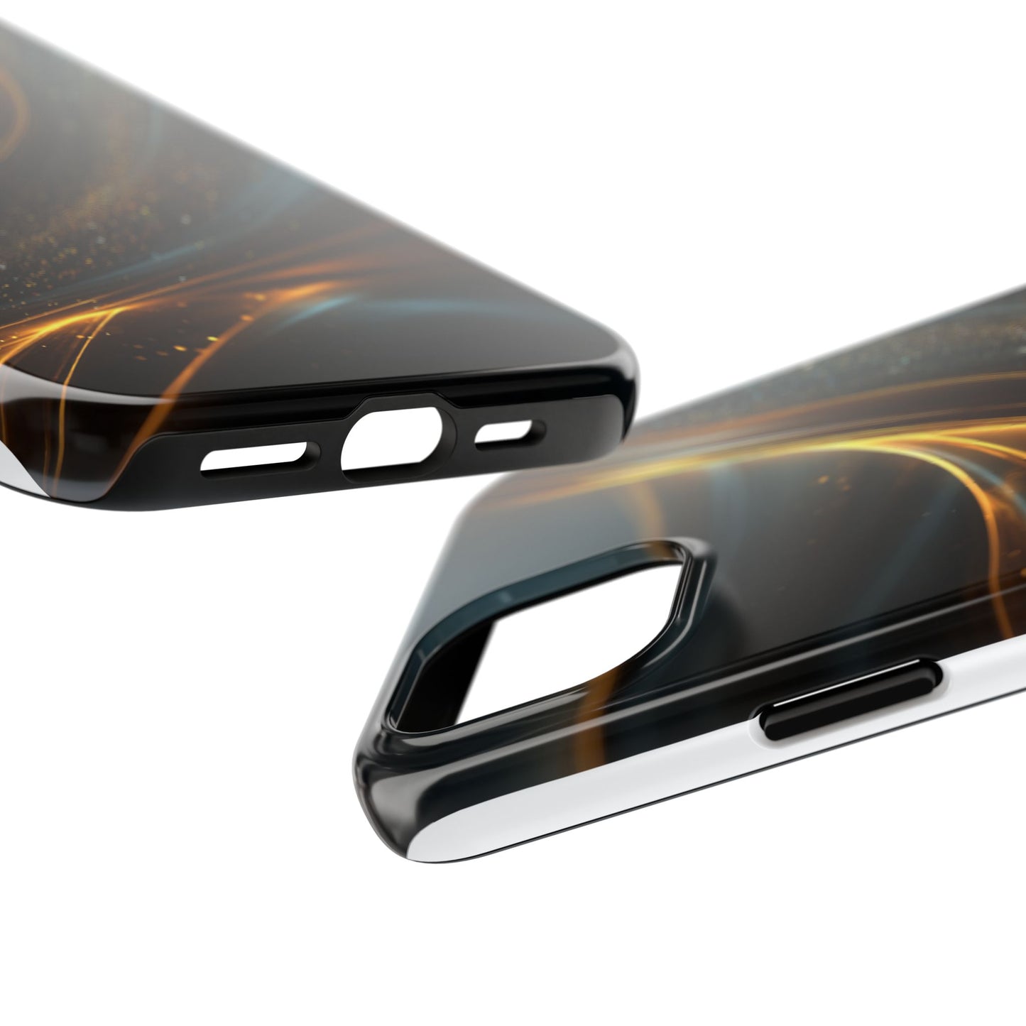 Elegant Tough Phone Case with Glittering Waves Design