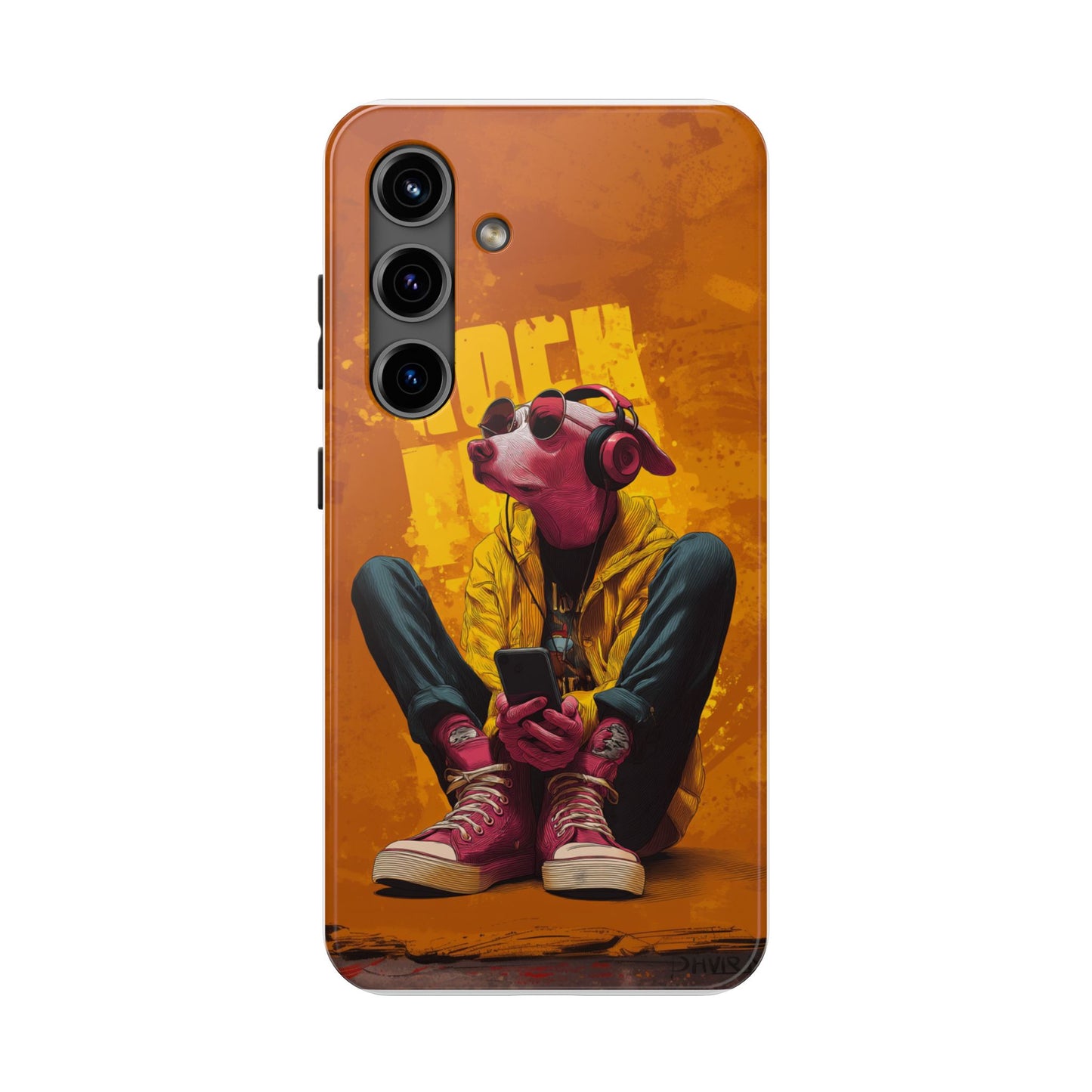 Dog with Pink Sunglasses and Headphones Tough Phone Case