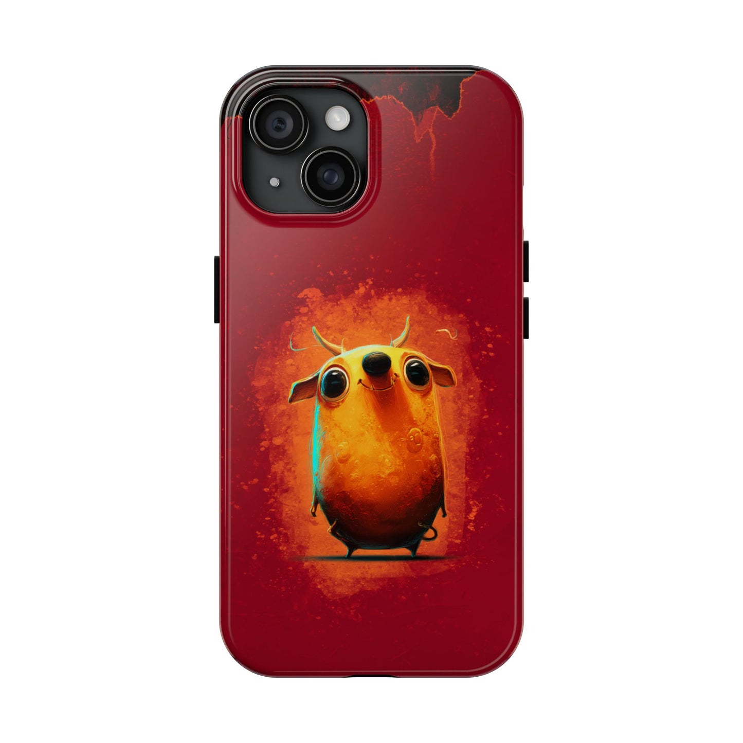 Whimsical Tough Phone Case - Cute Orange Monster Design