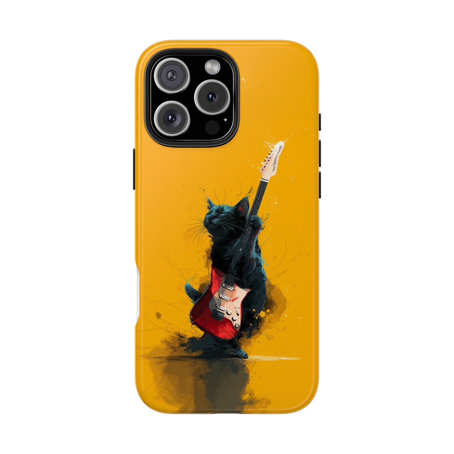 Black Cat Playing Red Guitar Tough Phone Case