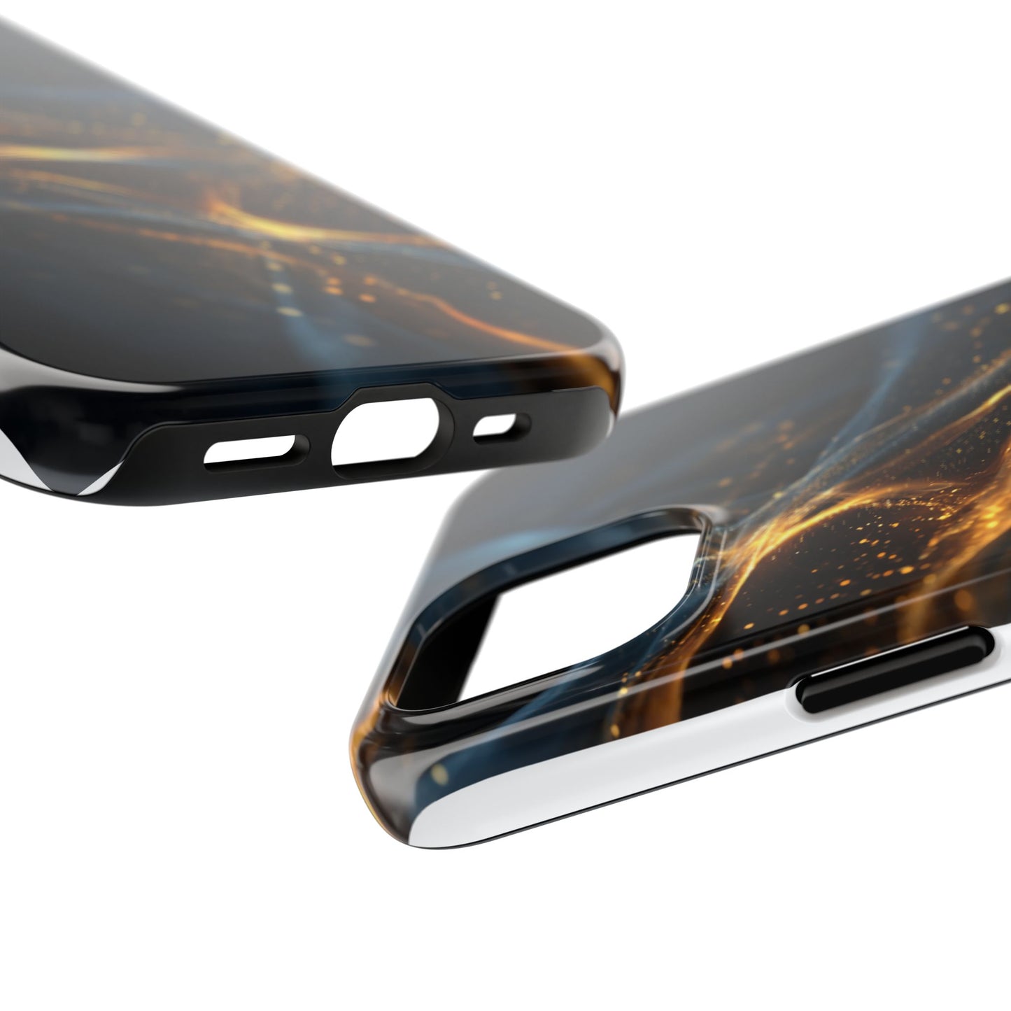 Stylish Tough Phone Case with Golden Swirl Design