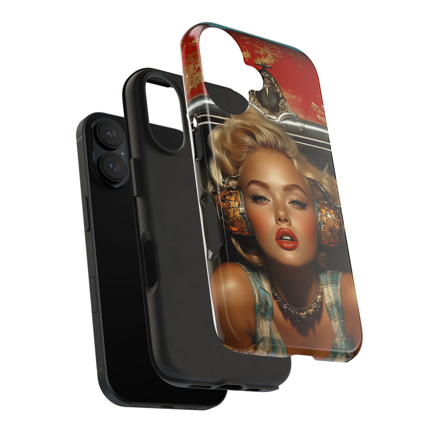 Retro Glam Tough Phone Case - Stylish Protection for Music Lovers