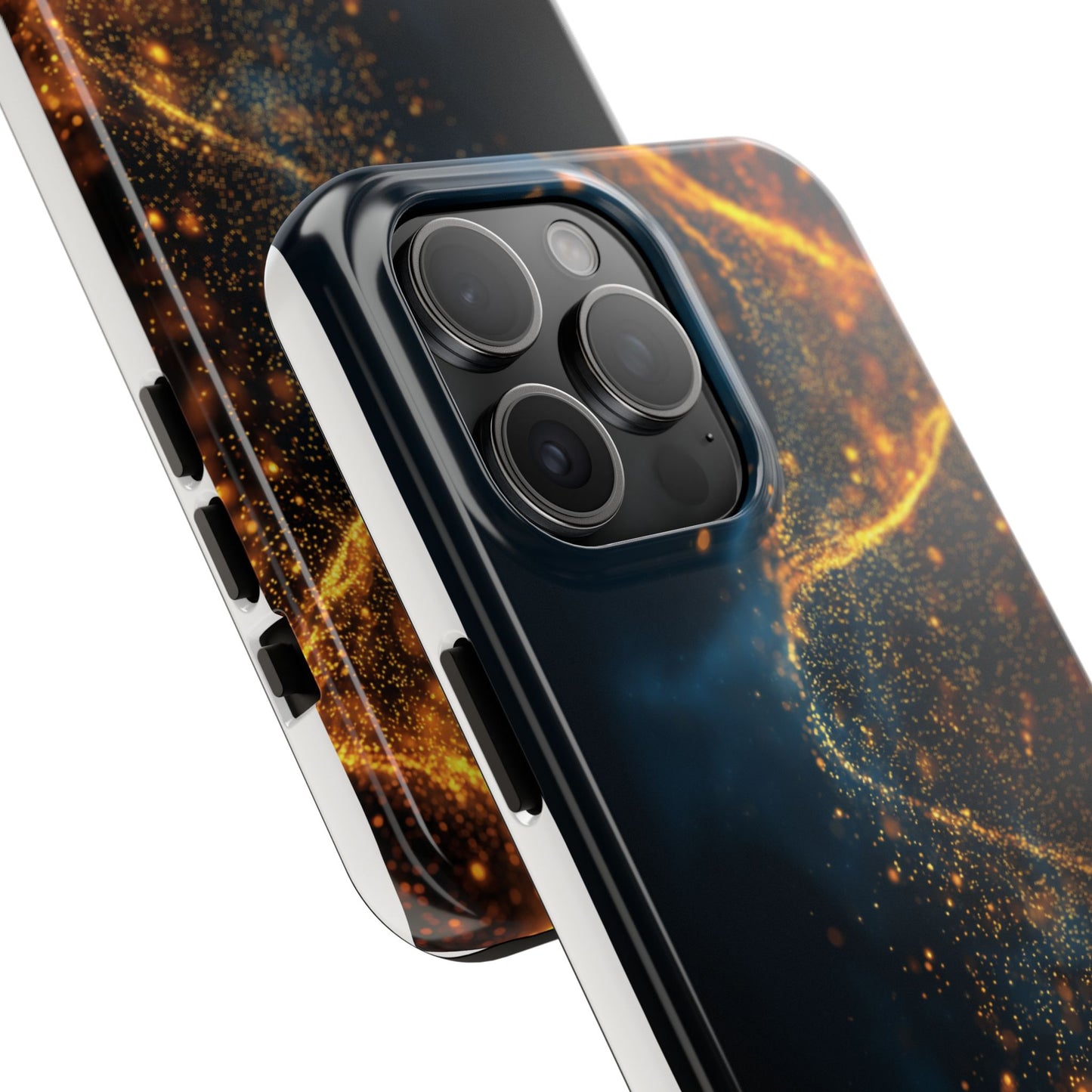 Sleek Tough Phone Cases with Abstract Gold and Blue Design